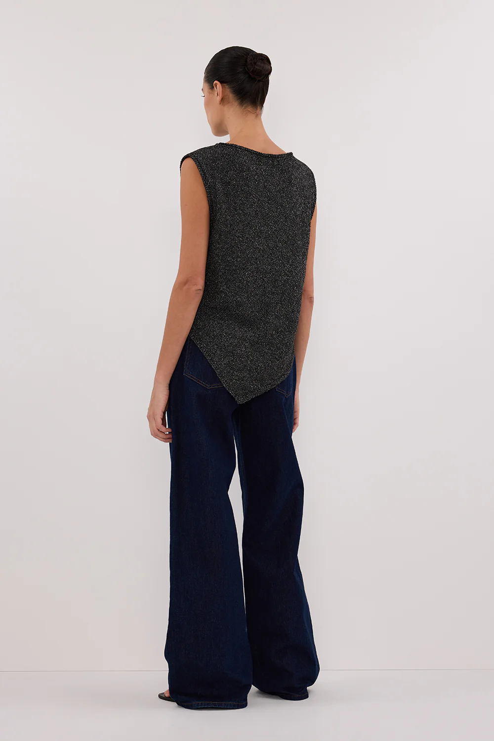 ALTHEA BLACK MARLE ASYM KNIT TOP - Image 4