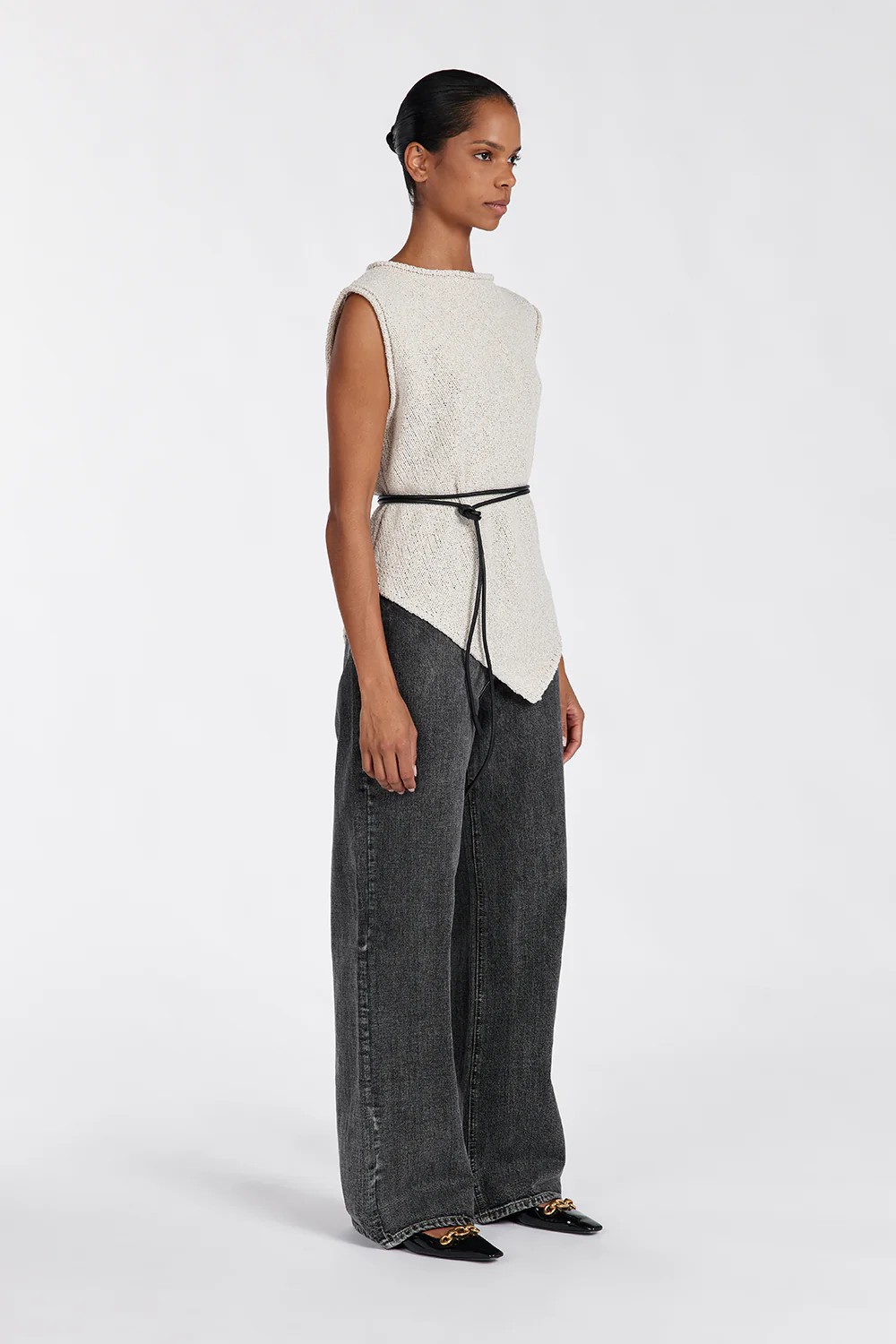 ALTHEA STONE ASYM KNIT TOP - Image 3