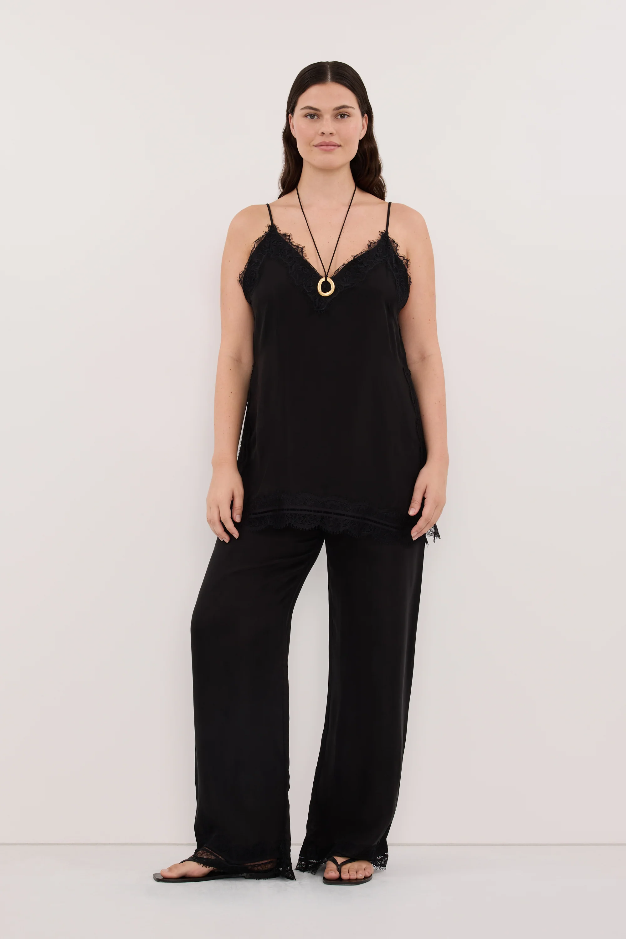ANDREA BLACK CUPRO LACE PANT - Image 7