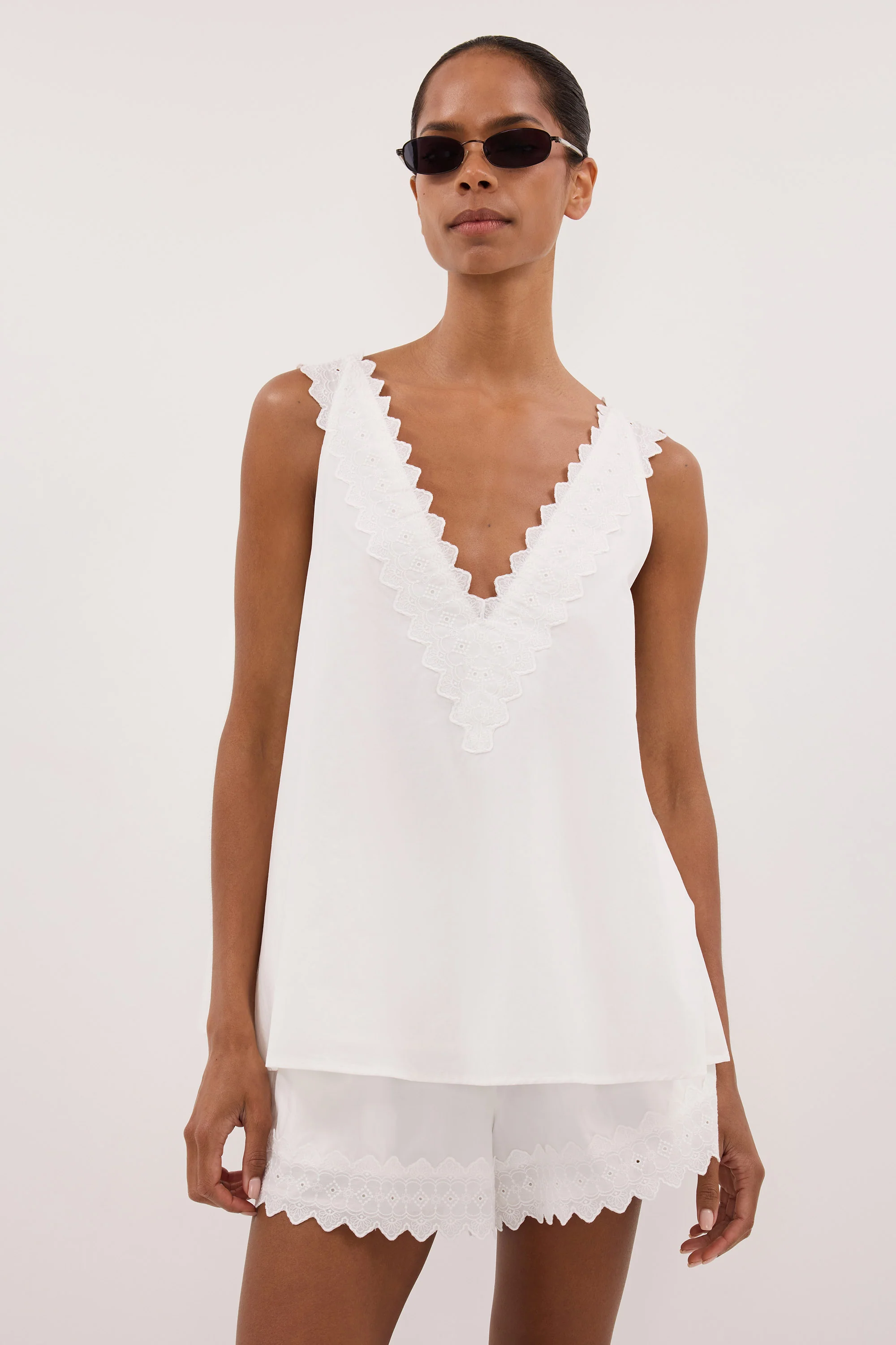 ANNABEL WHITE V NECK TOP - Image 2