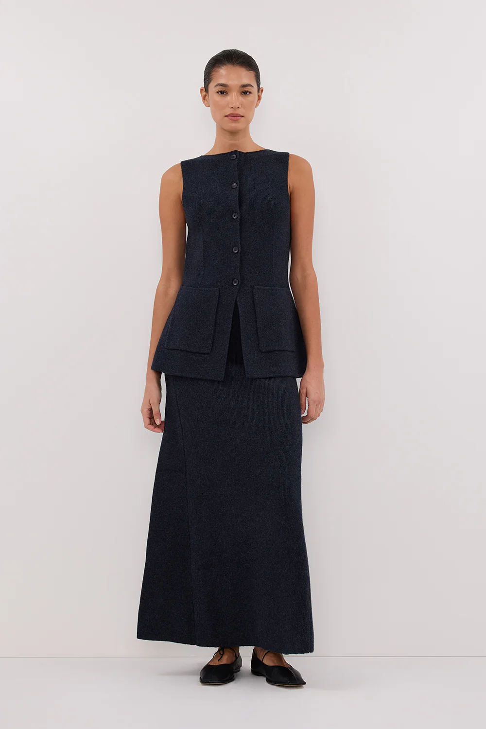 AVA INK LONGLINE KNIT MIDI SKIRT