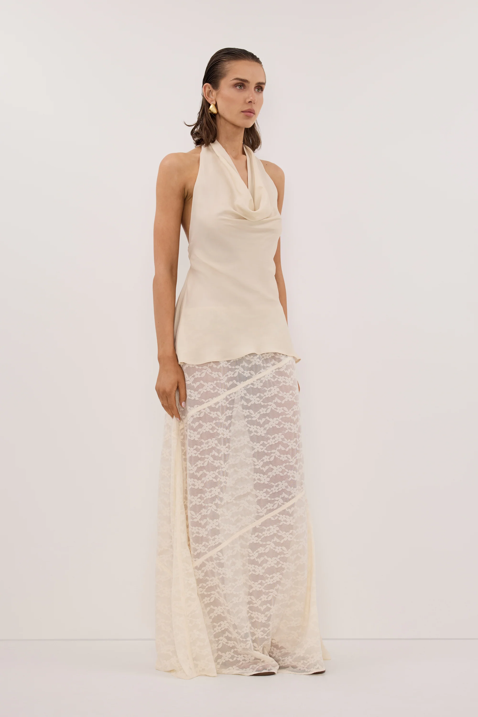 BELLE CREAM LACE MAXI SKIRT - Image 3