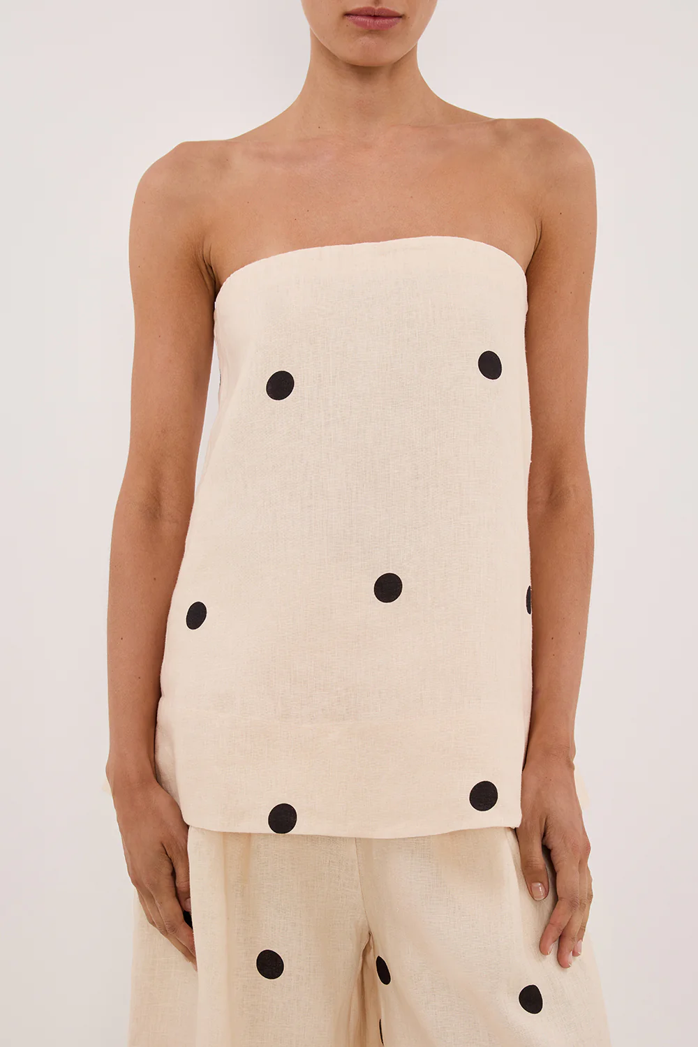 BEVERLY CREAM SPOT STRAPLESS TOP - Image 5