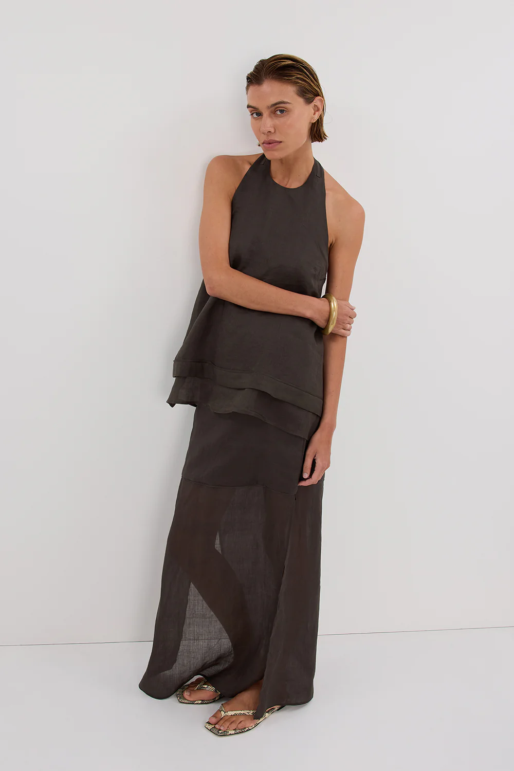 CARMEL PETROL RAMIE HALTER TOP