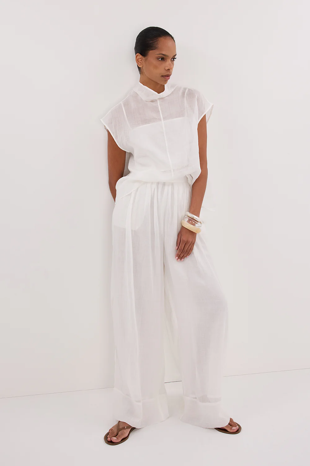 CARMEL WHITE RAMIE PANT - Image 6