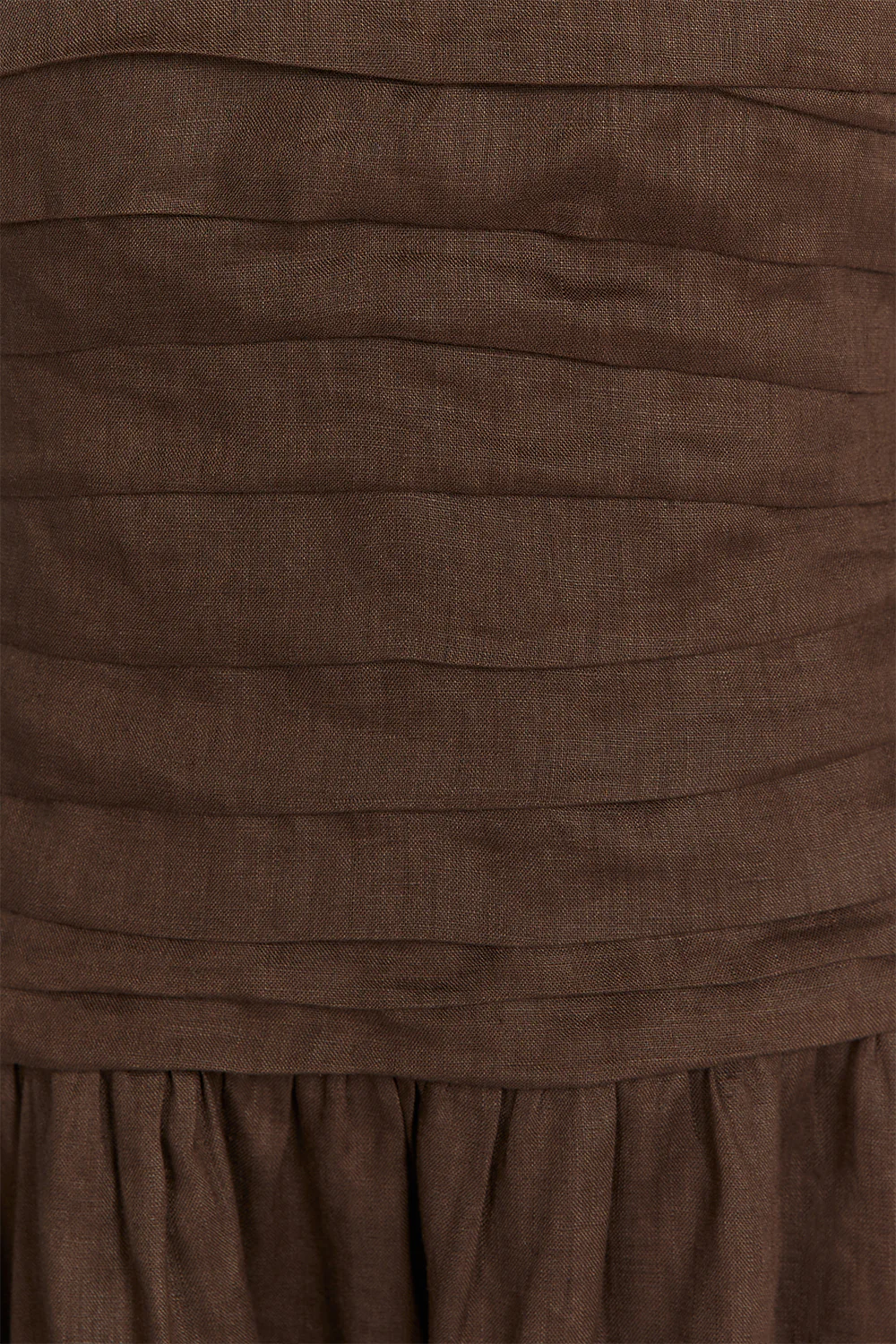 CATANIA BITTER CHOC LINEN STRAPLESS MIDI DRESS - Image 6