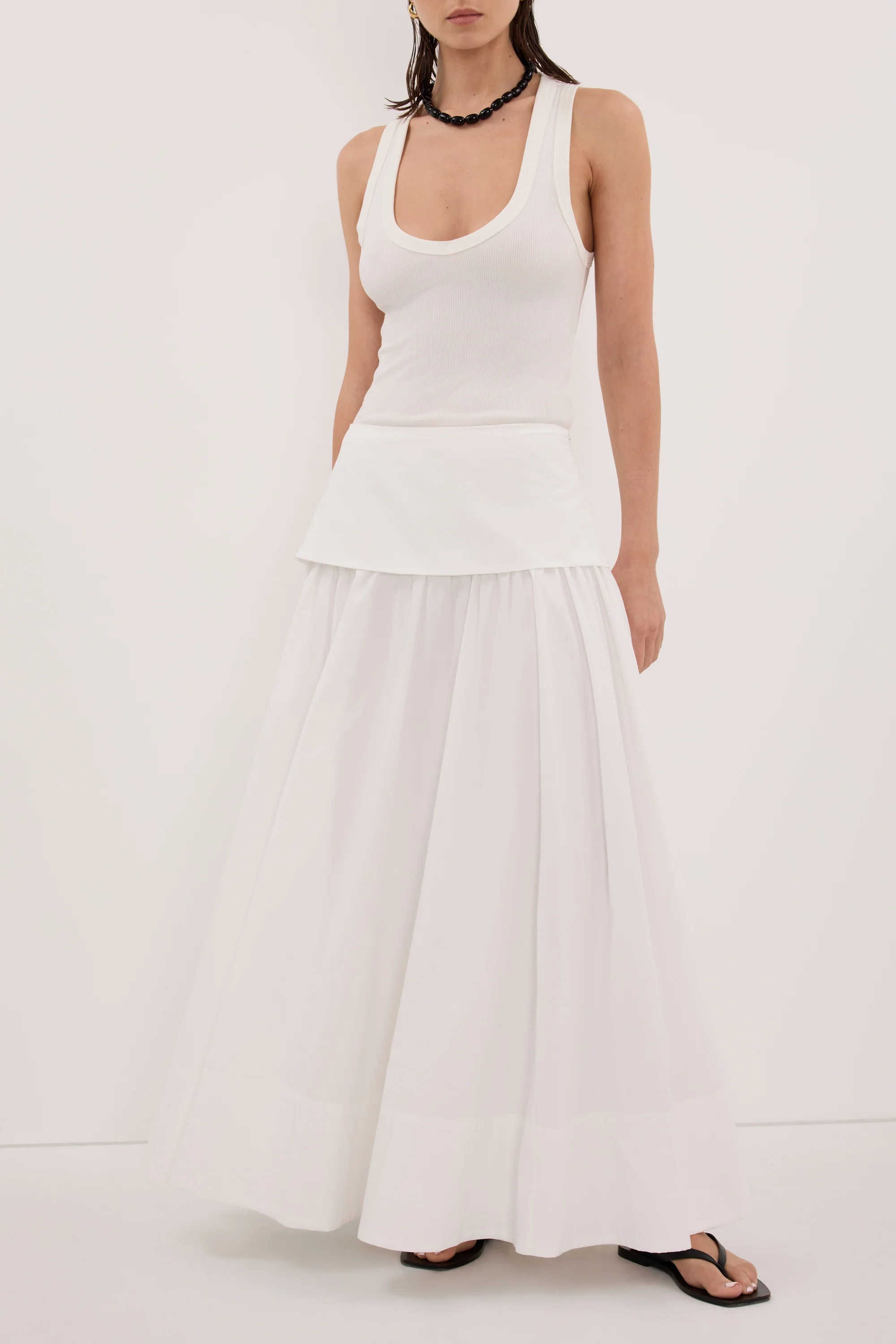 CLAIRE WHITE COTTON MIDI SKIRT - Image 8