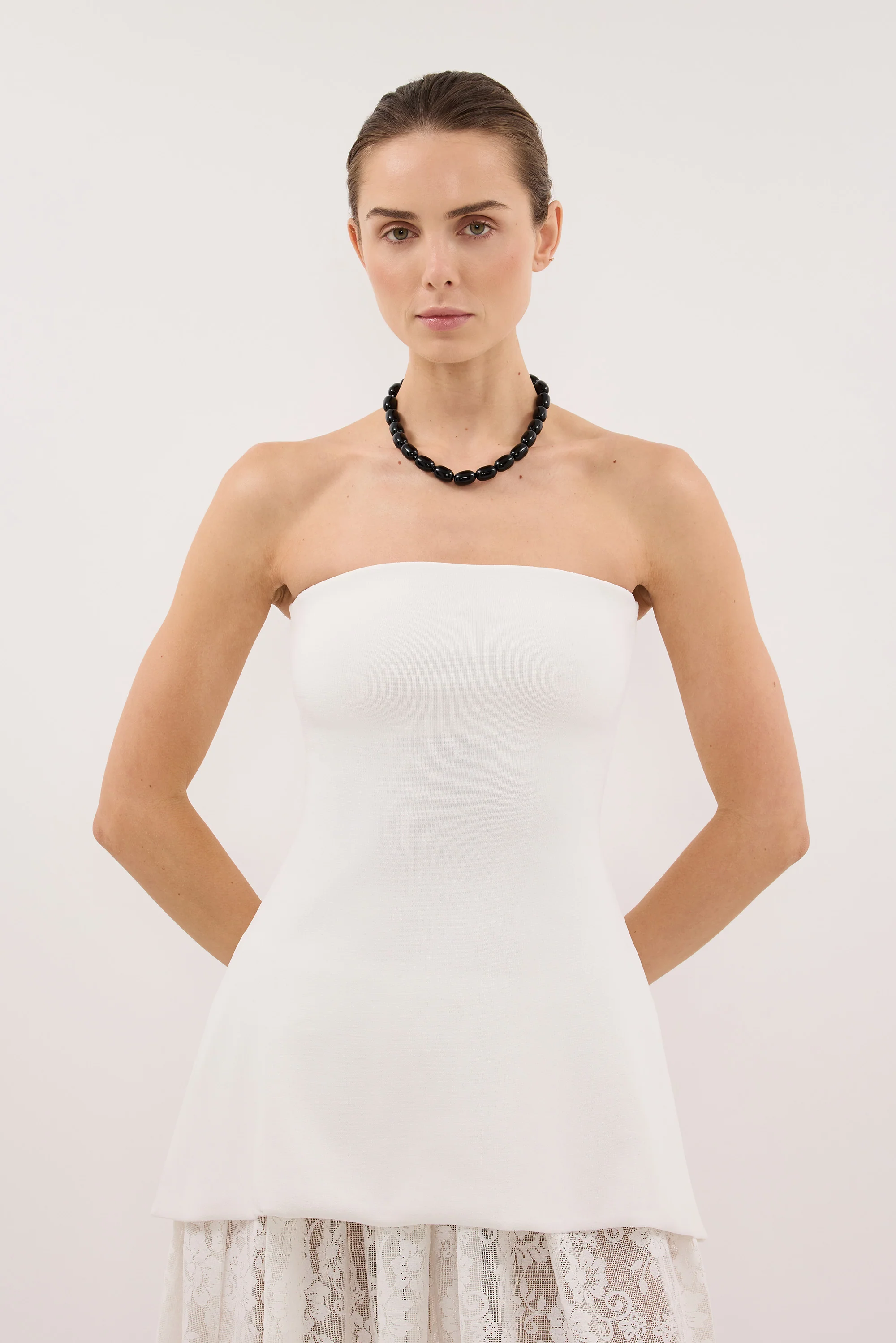 COCO OFF WHITE LONGLINE BANDEAU KNIT TOP - Image 2