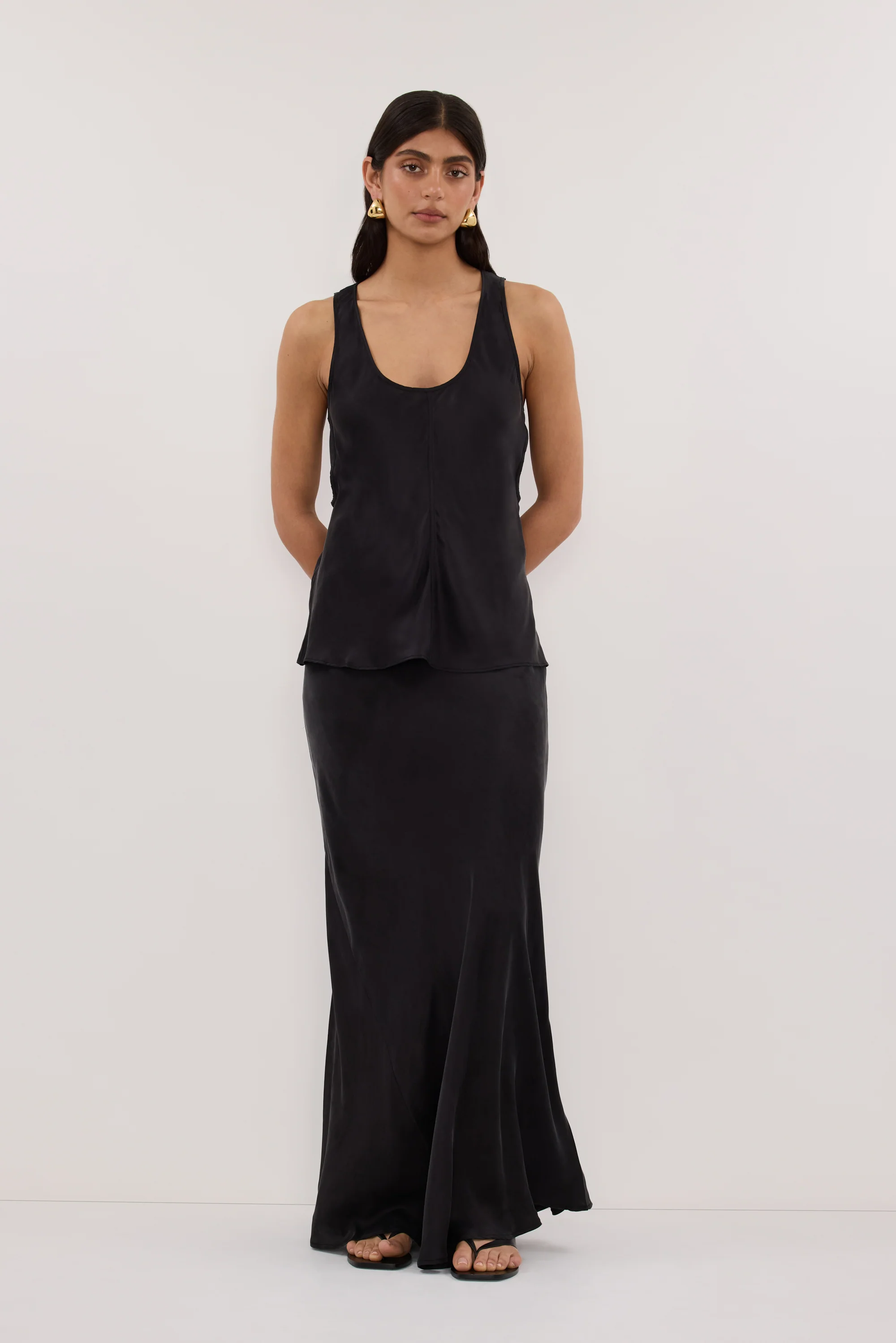 COLETTE BLACK SILK MAXI SKIRT