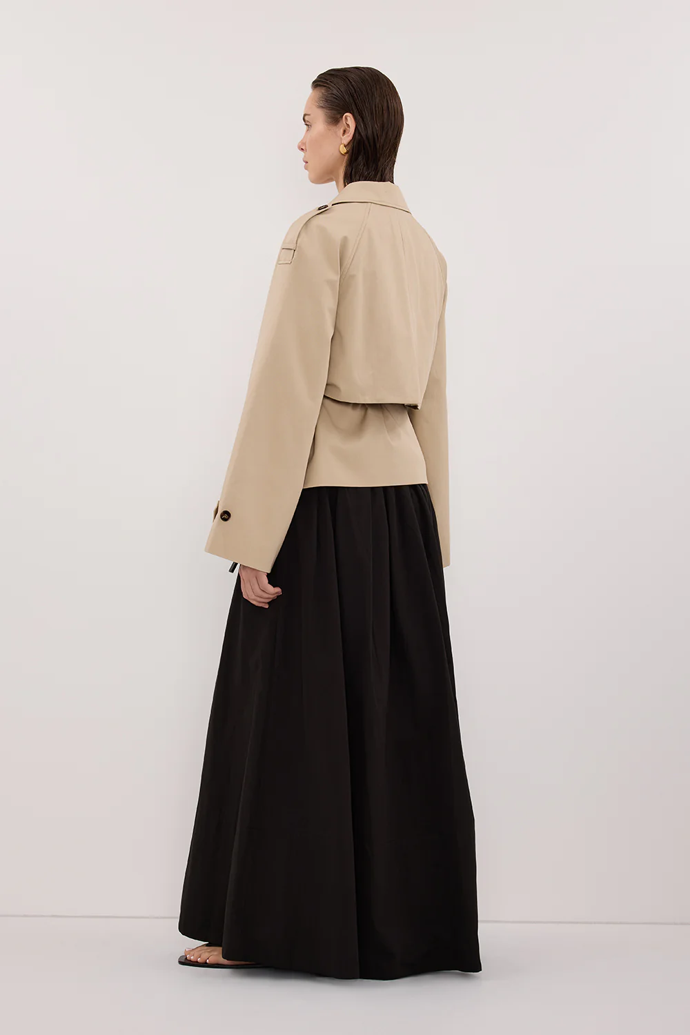 CONAGH BLACK POPLIN MIDI SKIRT - Image 4