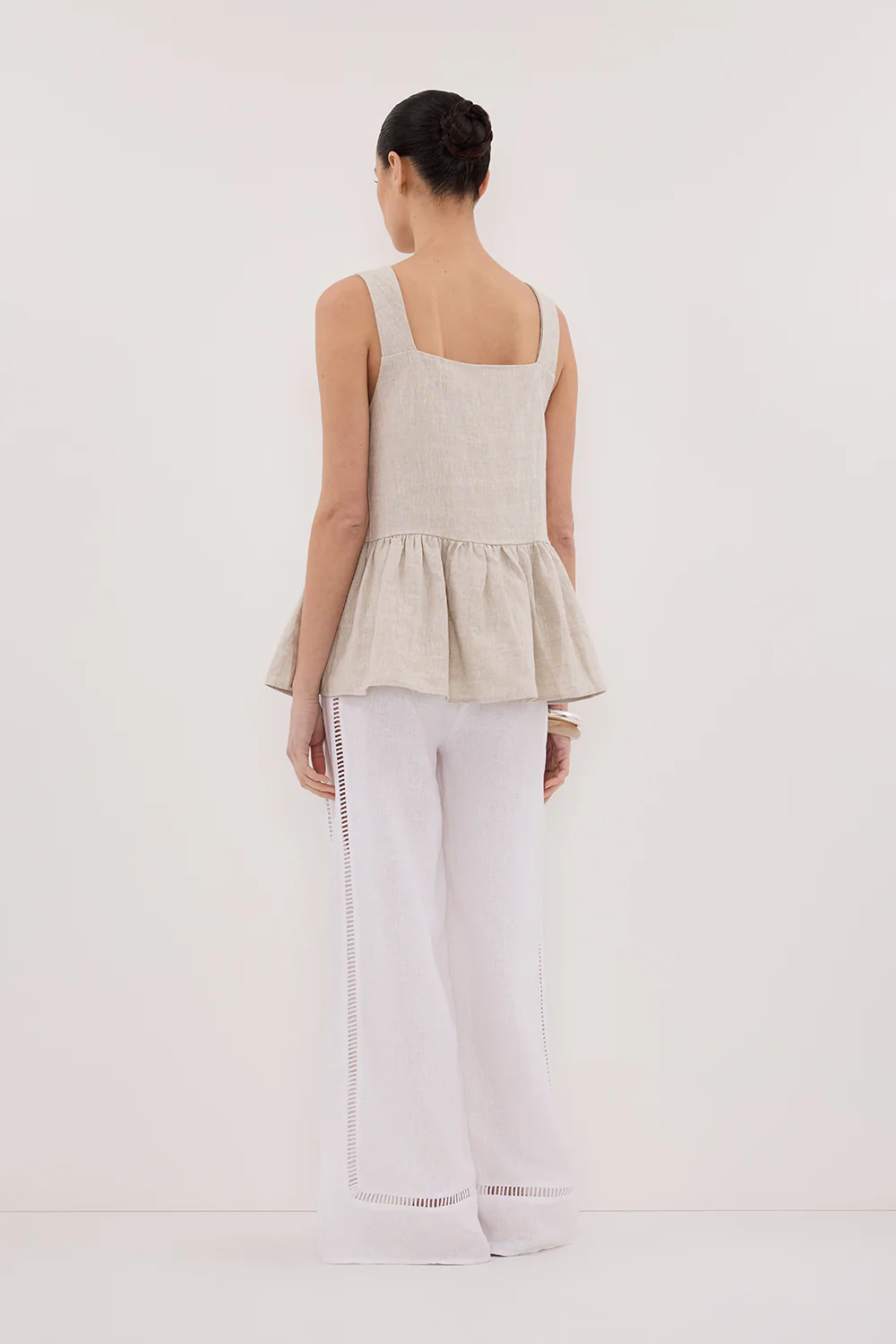 DAISY NATURAL LINEN PEPLUM TOP - Image 4