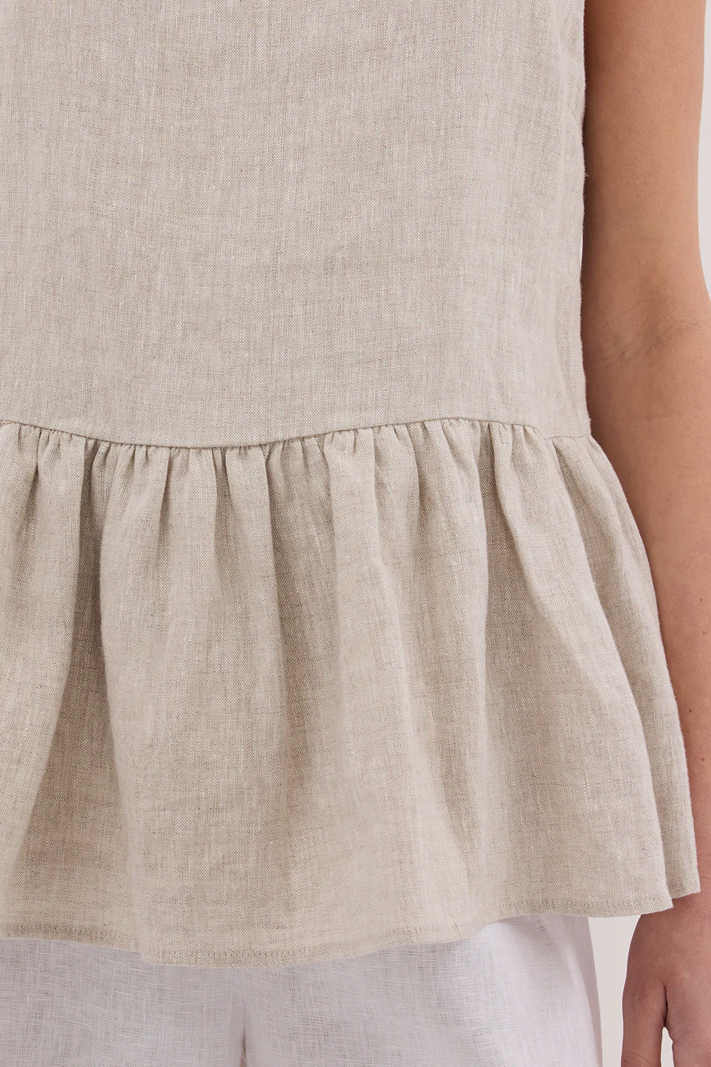 DAISY NATURAL LINEN PEPLUM TOP - Image 5
