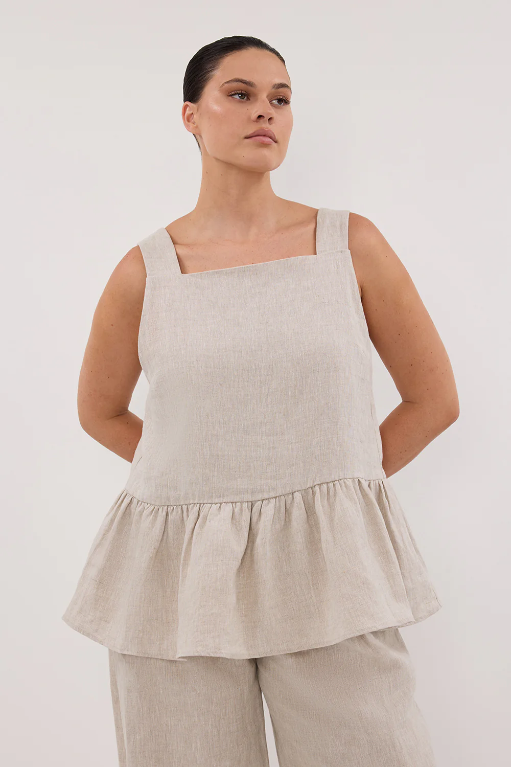DAISY NATURAL LINEN PEPLUM TOP - Image 8