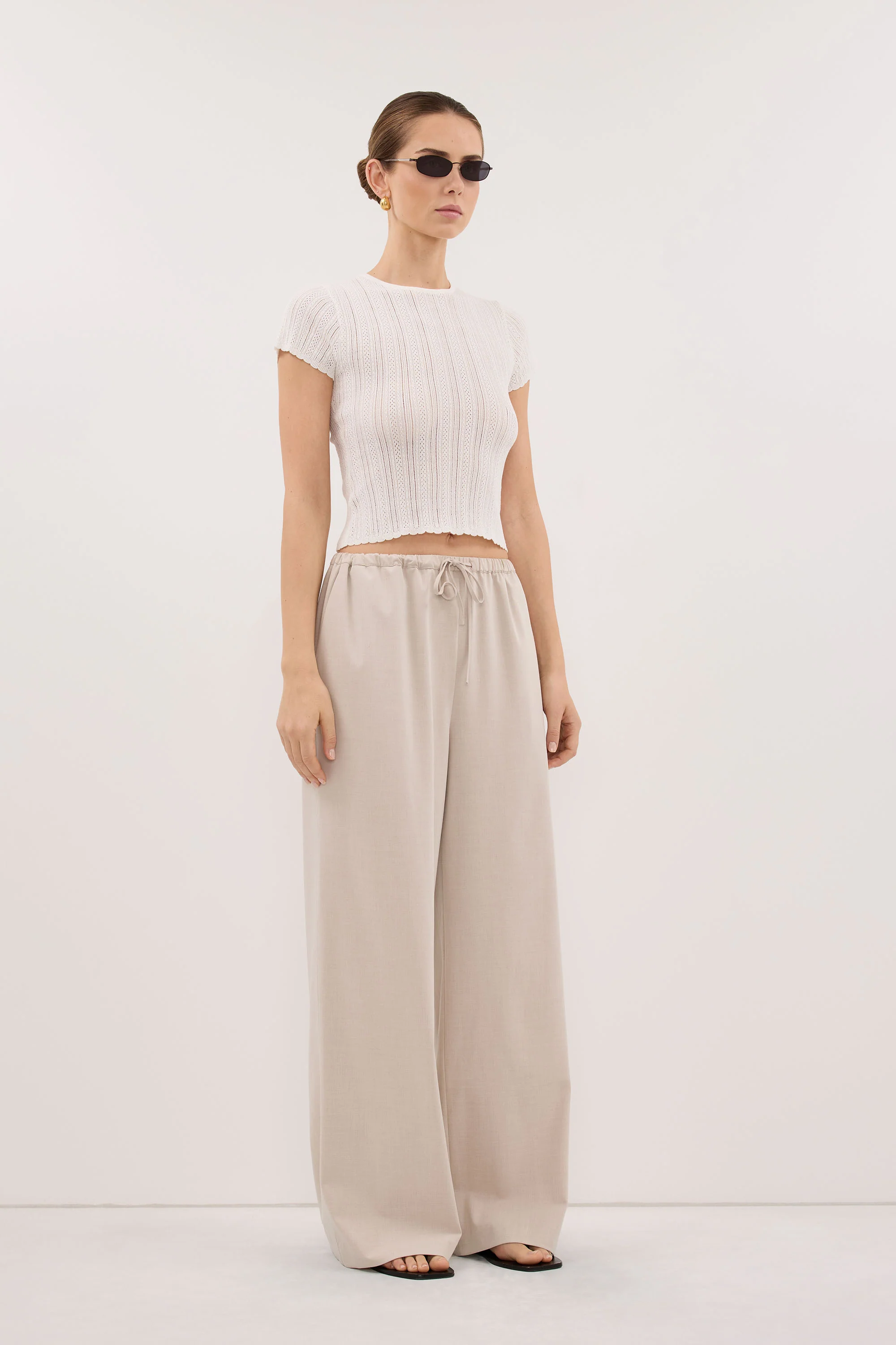 ELENA WHITE POINTELLE KNIT BABY TEE - Image 3