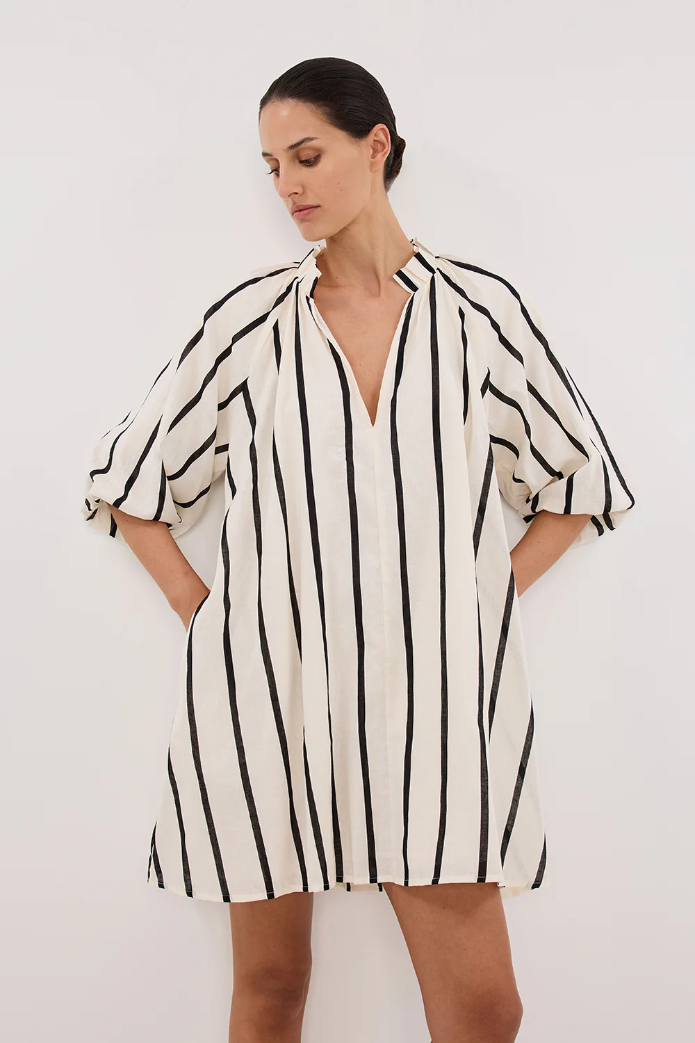 ELLIOT CREAM STRIPE SMOCK DRESS - Image 2