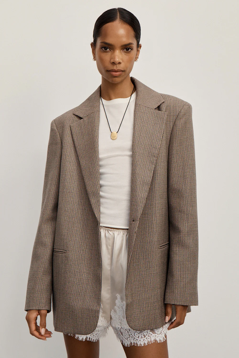 ELLORY BUFF OVERSIZED HOUNDSTOOTH BLAZER
