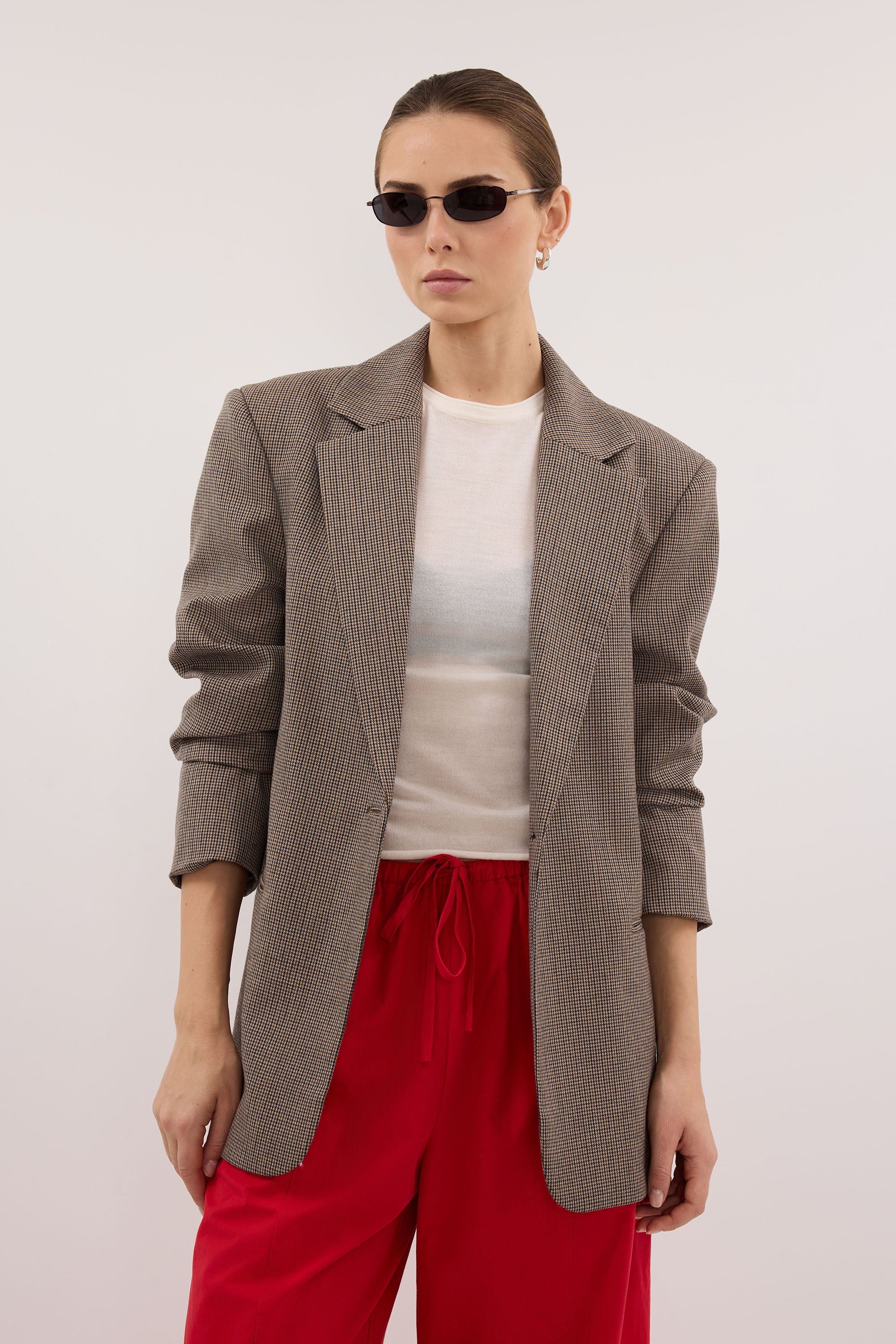 ELLORY BUFF OVERSIZED HOUNDSTOOTH BLAZER - Image 2