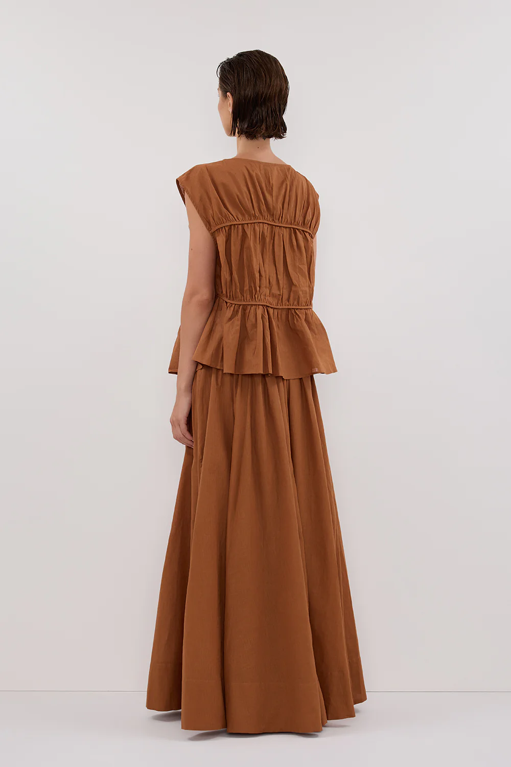 FLYNN RUST LINEN BLEND TIE MAXI SKIRT - Image 4