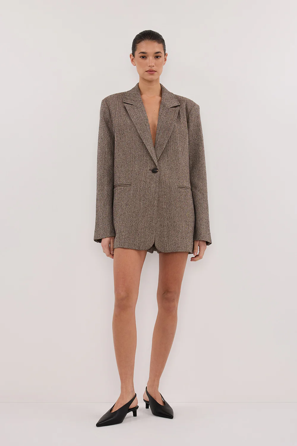FRANKIE CHOC OVERSIZED TWEED BOYFRIEND BLAZER