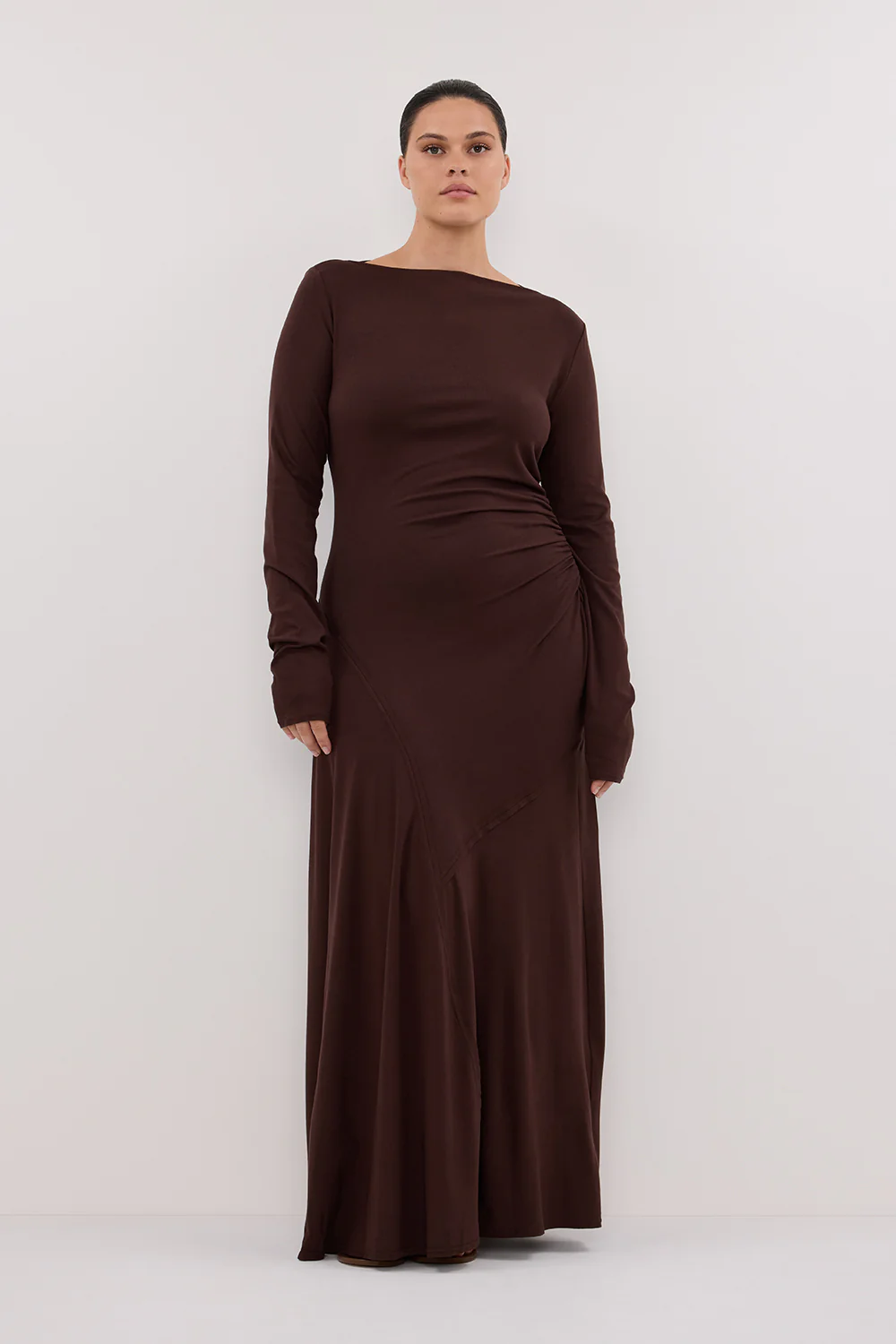 HADLEY CHOC LONG SLEEVE KNIT MAXI DRESS - Image 6