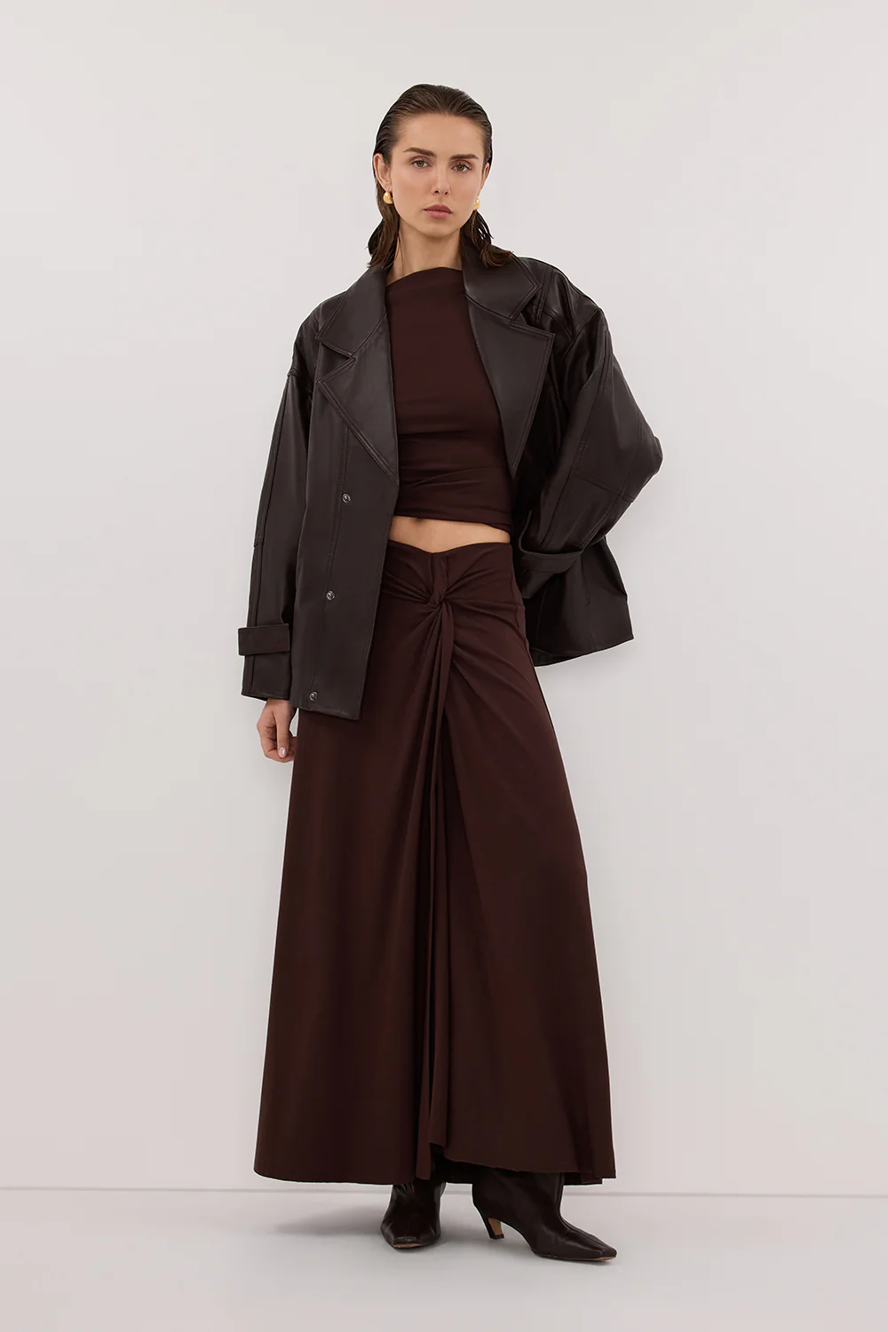 HADLEY CHOC TWIST MIDI SKIRT