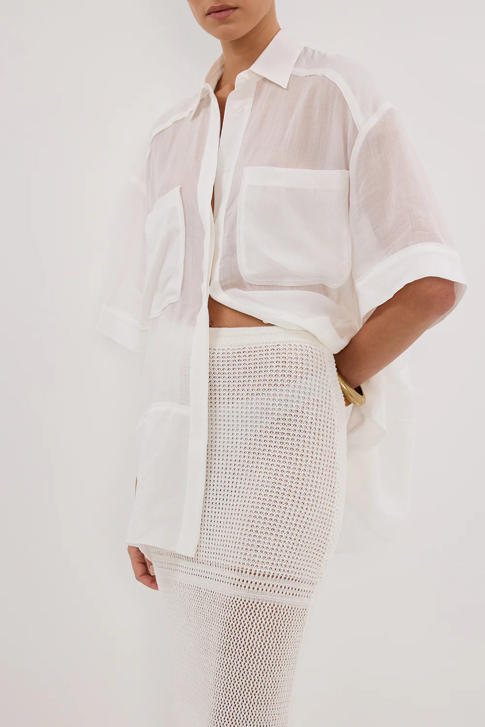 HALLIE OFF WHITE CROCHET MAXI SKIRT - Image 5