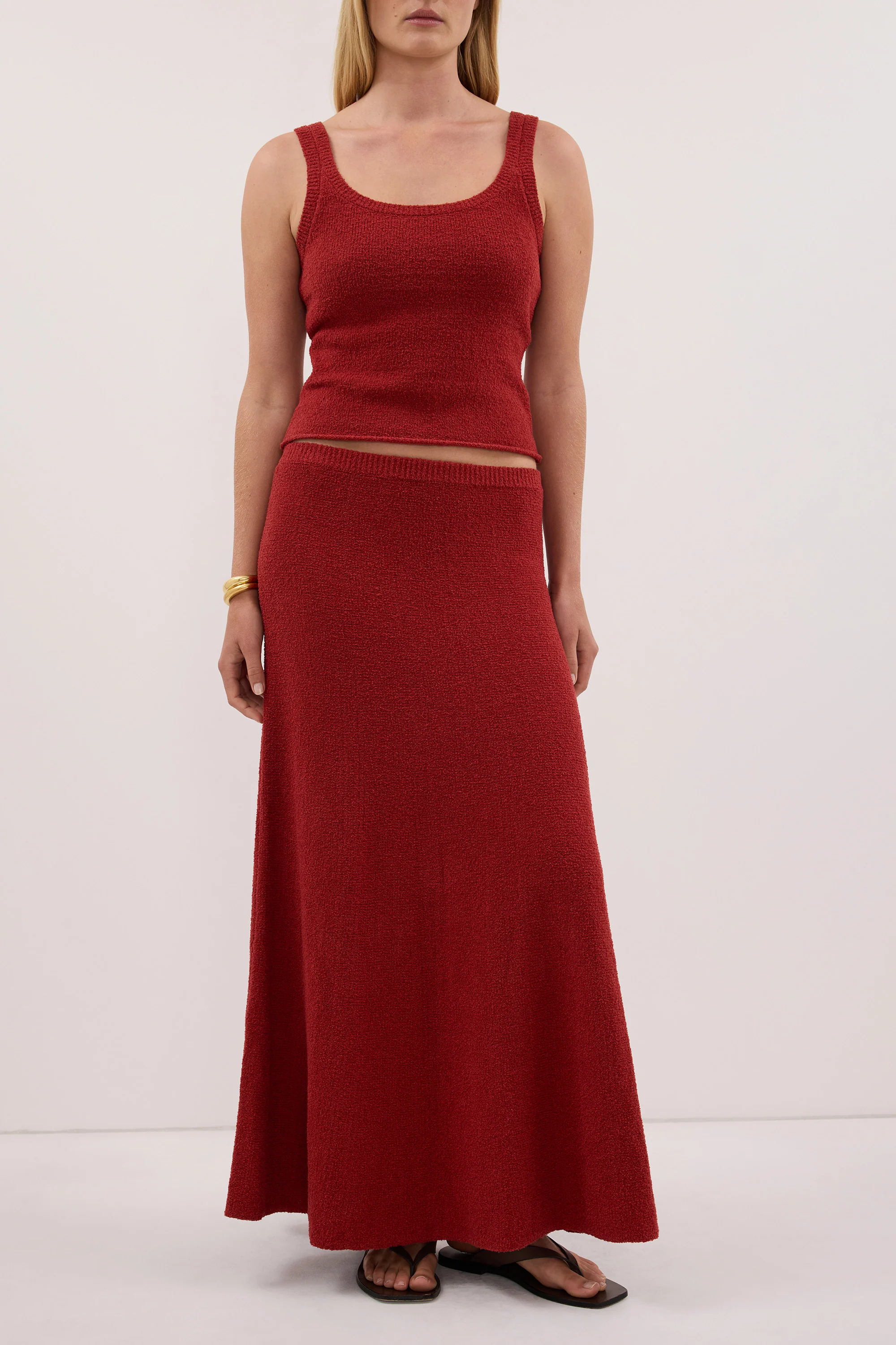 HARRIET BURNT RED KNIT MAXI SKIRT - Image 2