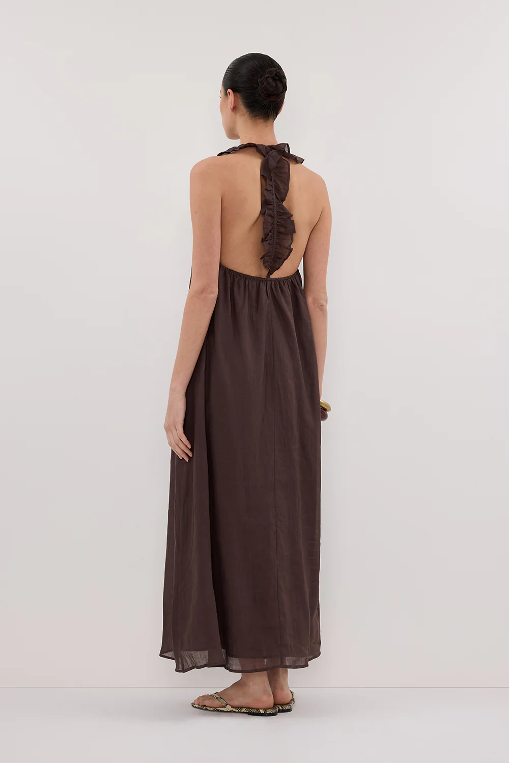 HAZEL DARK CHOC RAMIE SLEEVELESS MIDI DRESS - Image 4