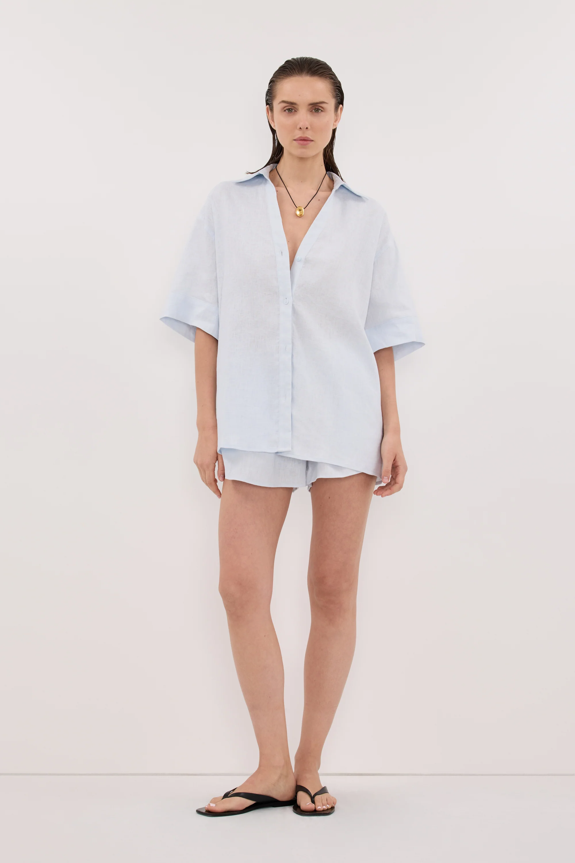 HELENA CORNFLOWER OVERSIZED LINEN SHIRT