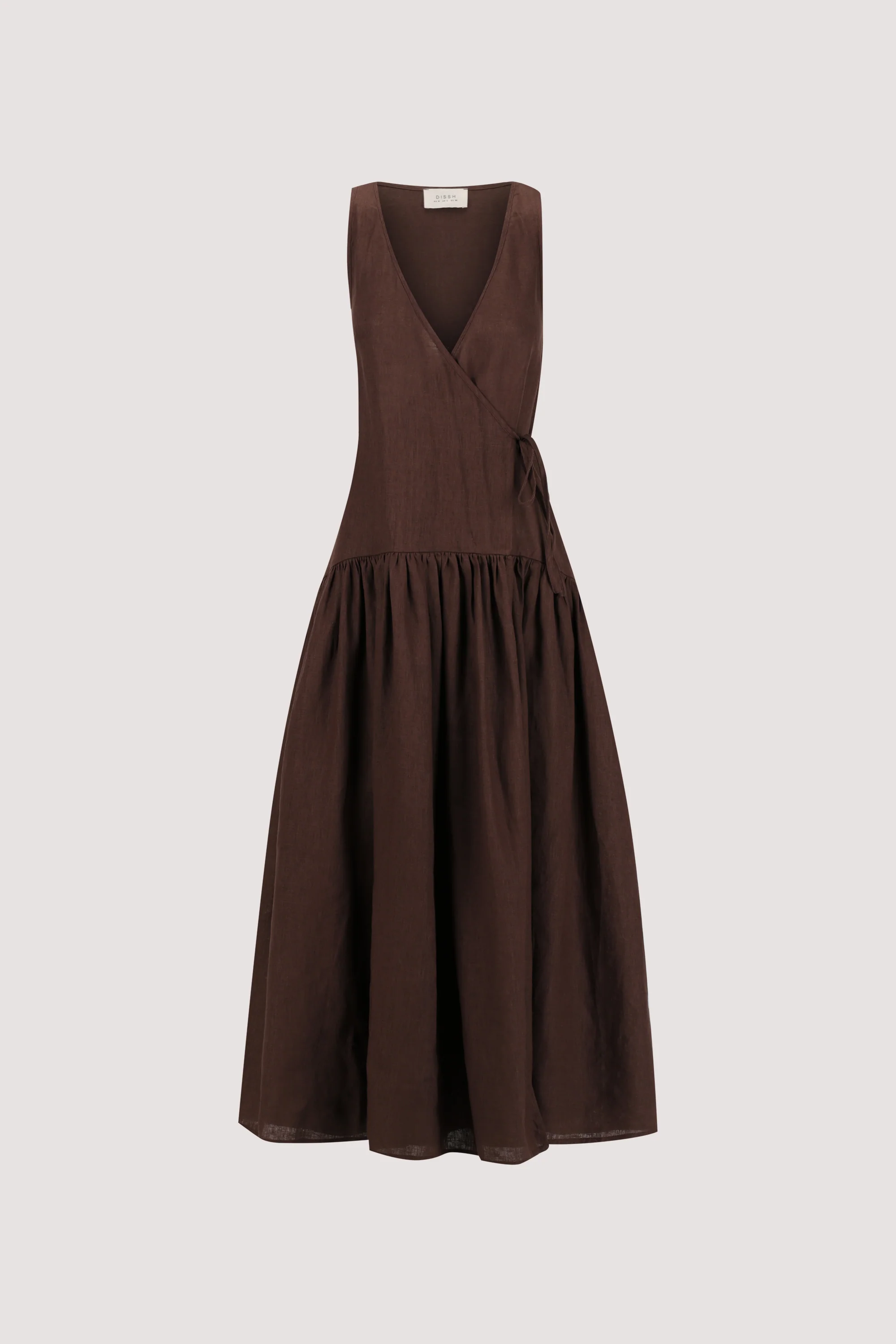 ILIO COCOA SLEEVELESS LINEN WRAP MIDI DRESS - Image 5