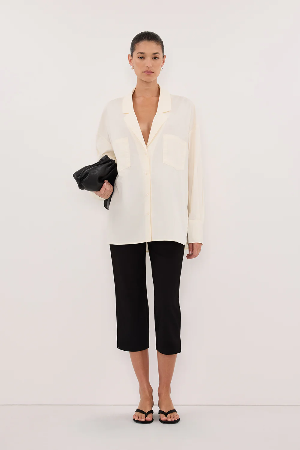IRENE BUTTER LONG SLEEVE NOTCH COLLAR SHIRT