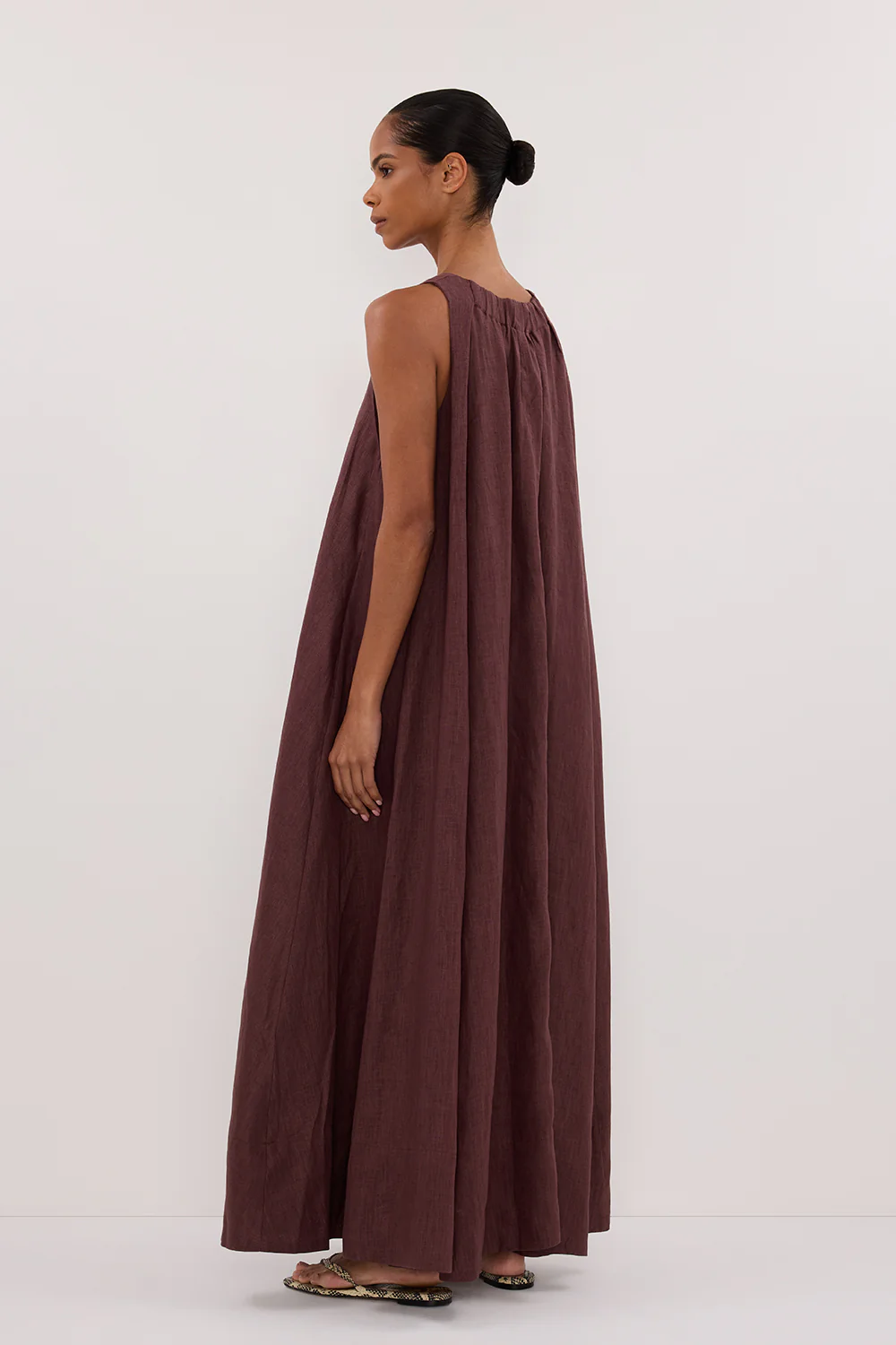 ISABELLE WALNUT LINEN MIDI DRESS - Image 4
