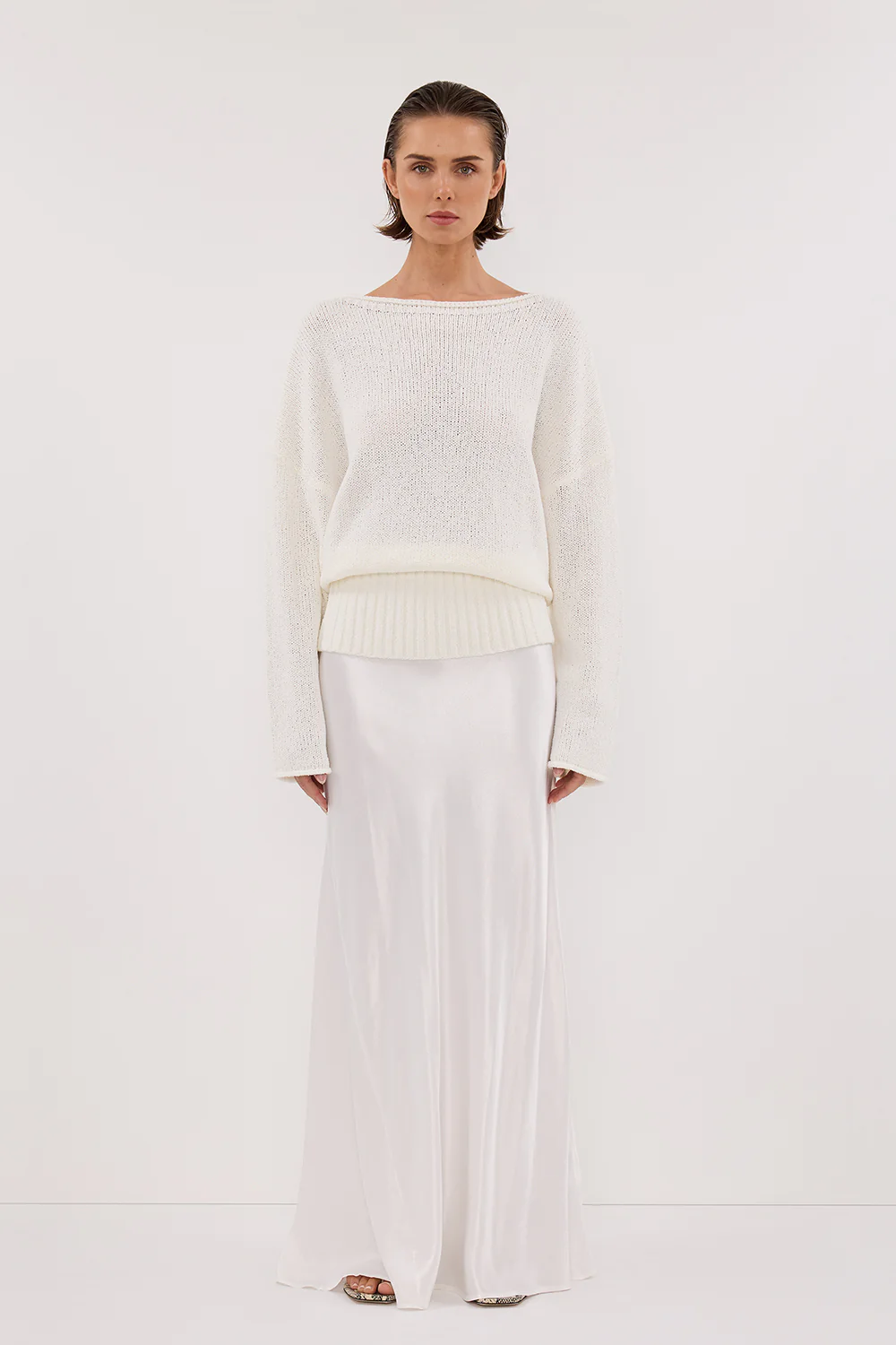 JULES WHITE LONG SLEEVE KNIT TOP