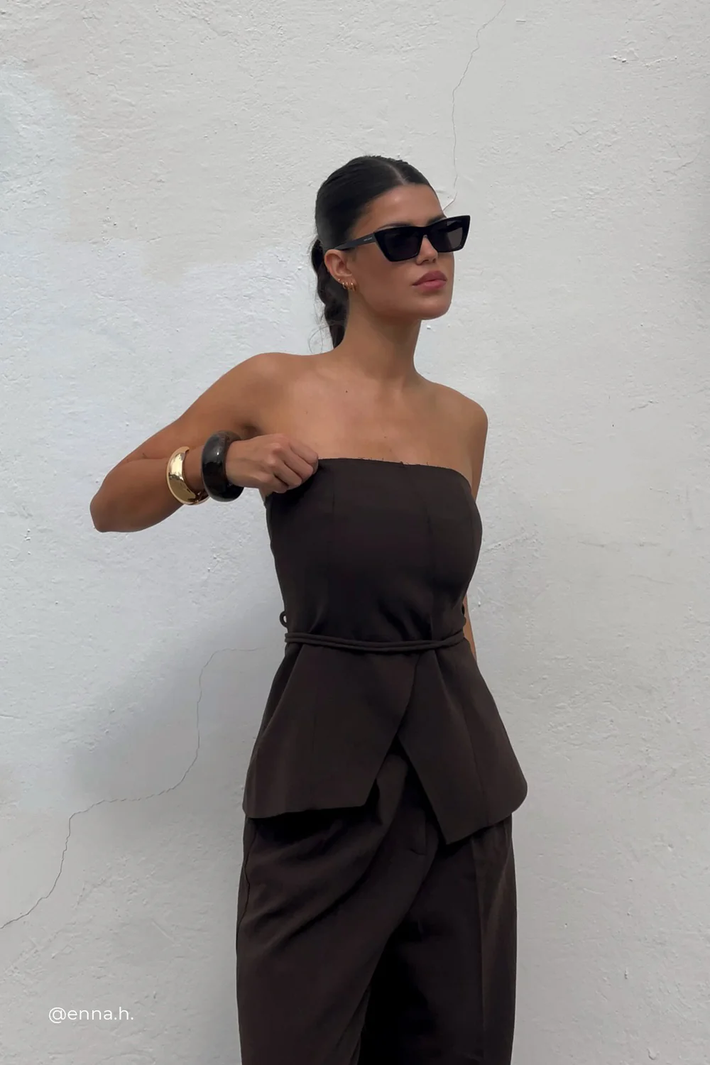 JULIE BITTER CHOC STRAPLESS TOP - Image 2