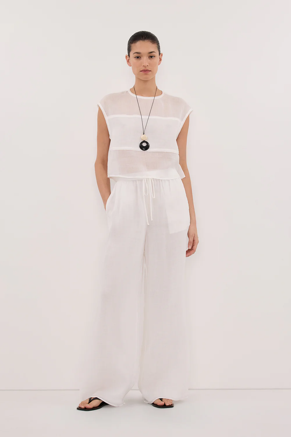 KAI WHITE RAMIE PANELLED TOP