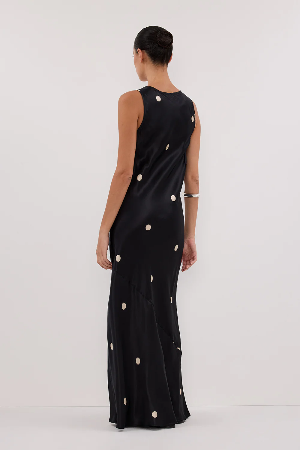 LAURA BLACK SPOT SILK MAXI DRESS - Image 4