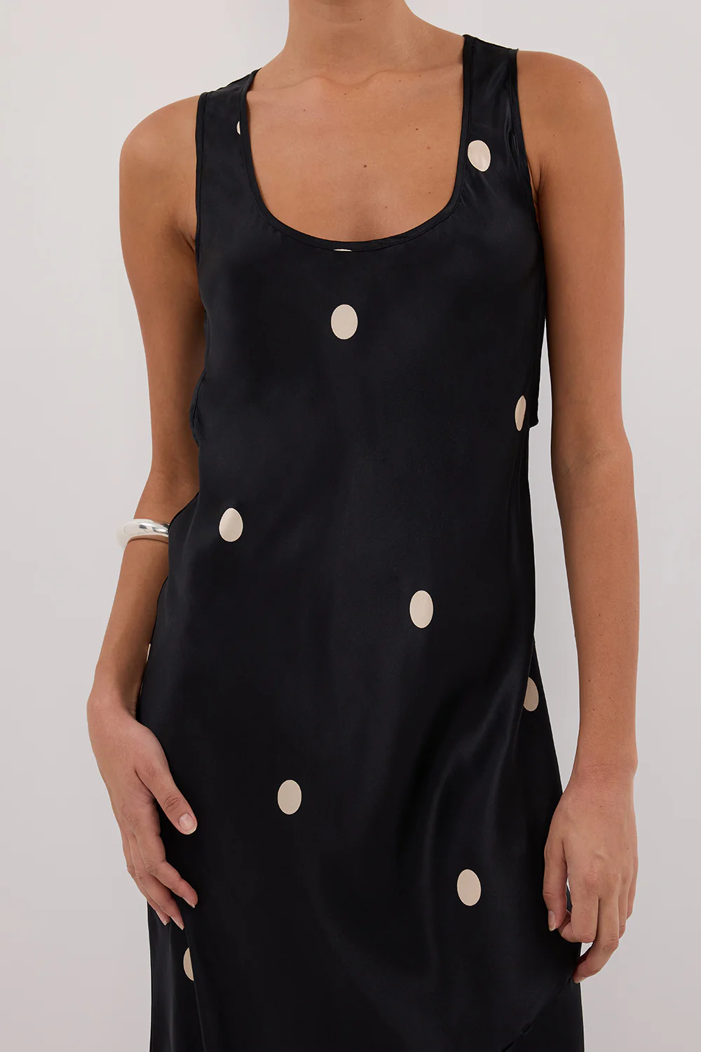 LAURA BLACK SPOT SILK MAXI DRESS - Image 5