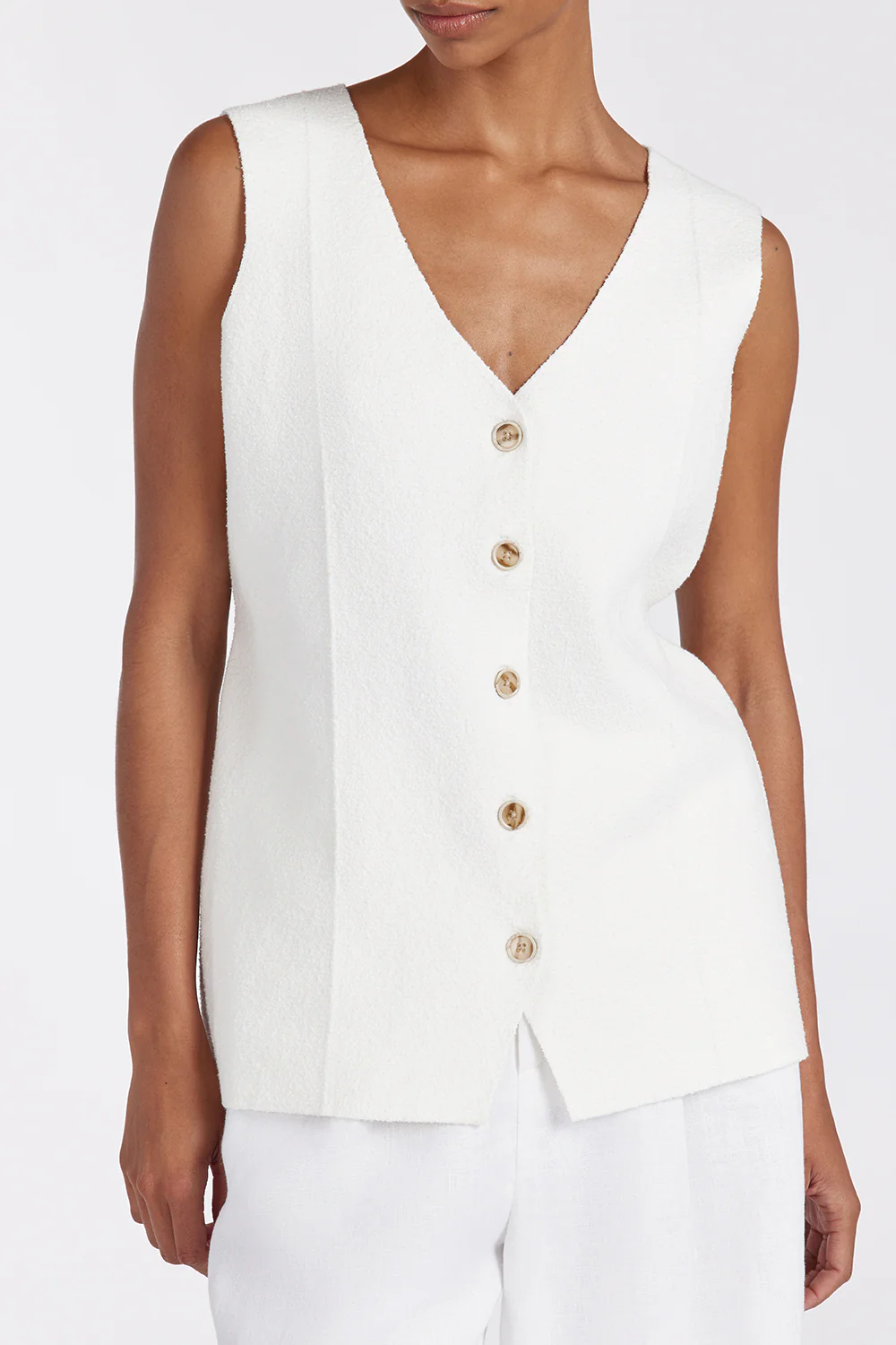 LISA OFF WHITE TAILORED KNIT VEST - Image 7
