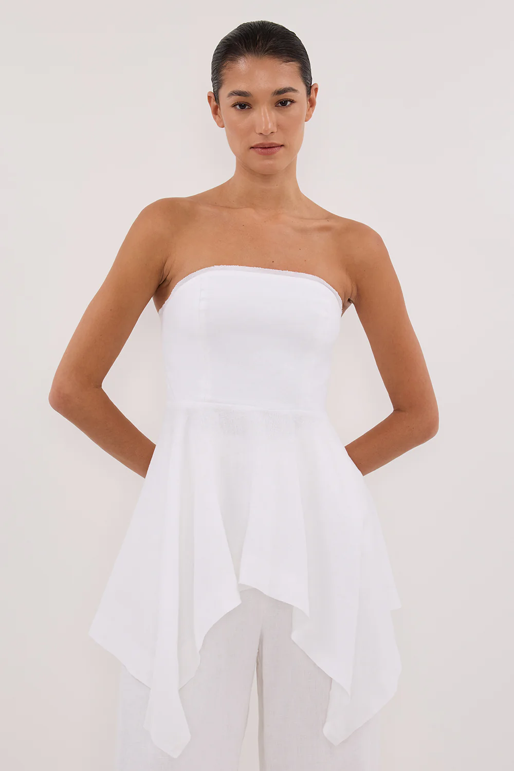 LUNA WHITE LINEN HANDKERCHIEF TOP - Image 5