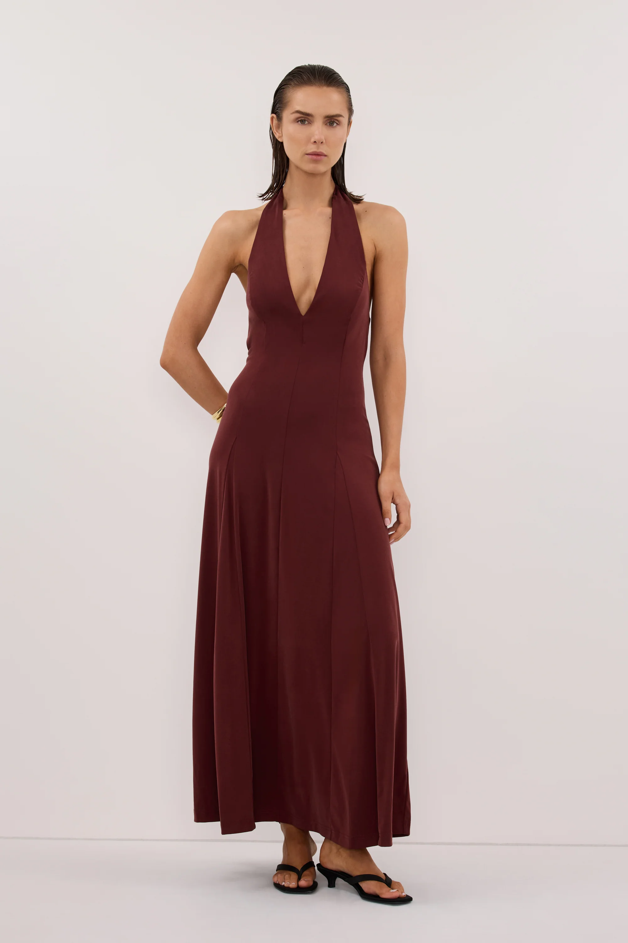 LYNN SAHARA HALTER MIDI DRESS