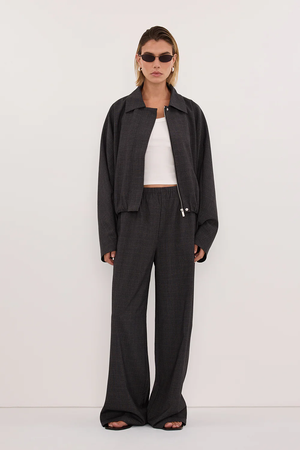 MARCO GREY PLAID ELASTIC PANT - Image 2