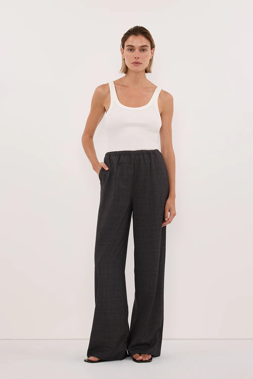 MARCO GREY PLAID ELASTIC PANT - Image 4