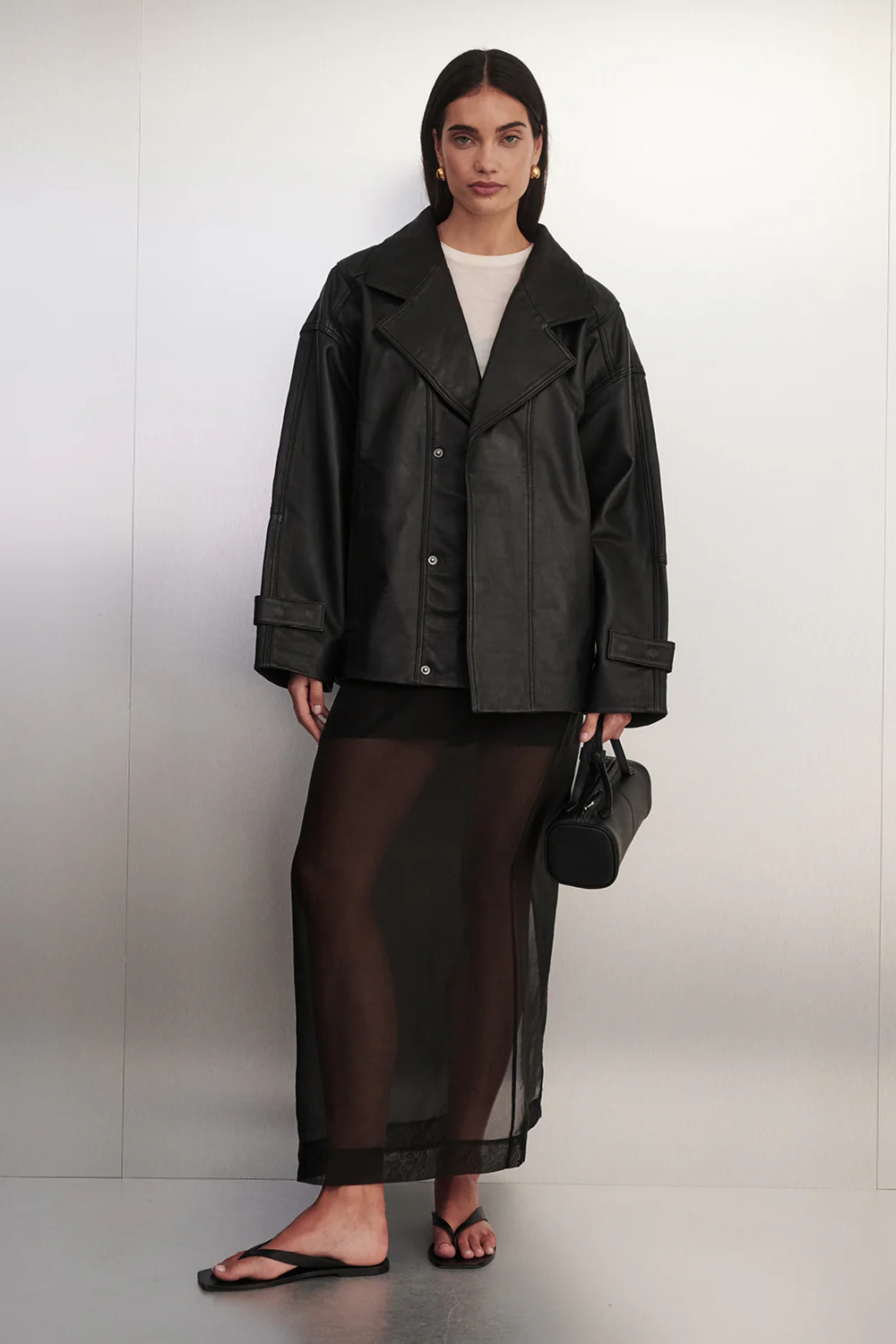MARGOT BLACK OVERSIZED LEATHER JACKET