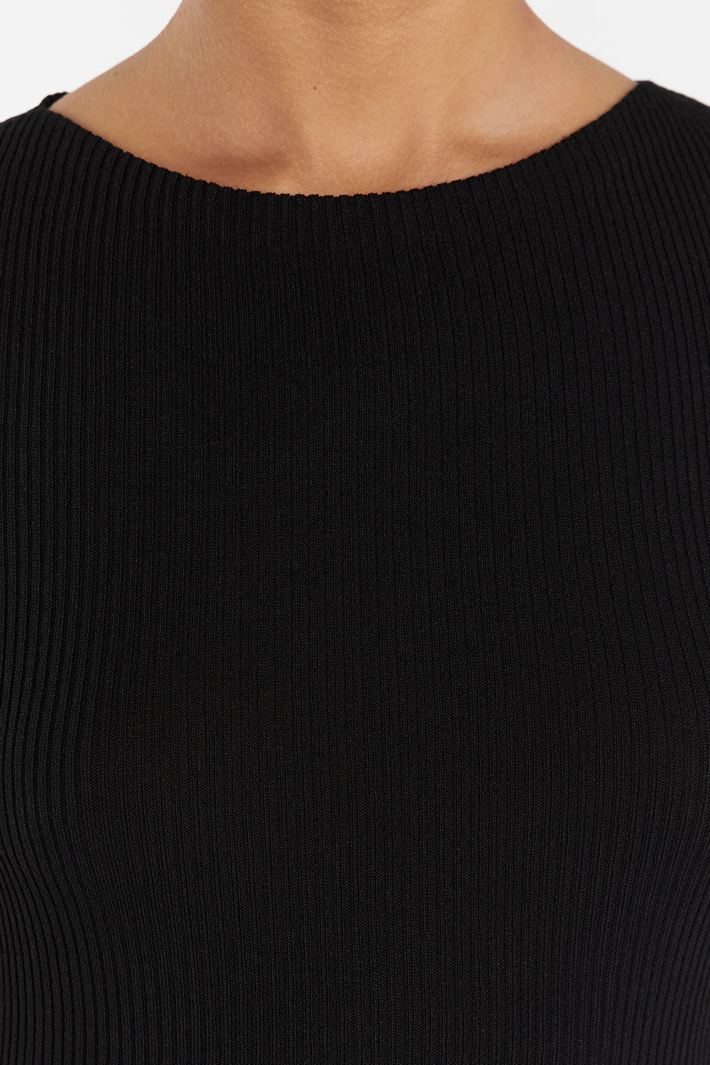 MAX BLACK BOAT NECK KNIT MIDI DRESS - Image 5