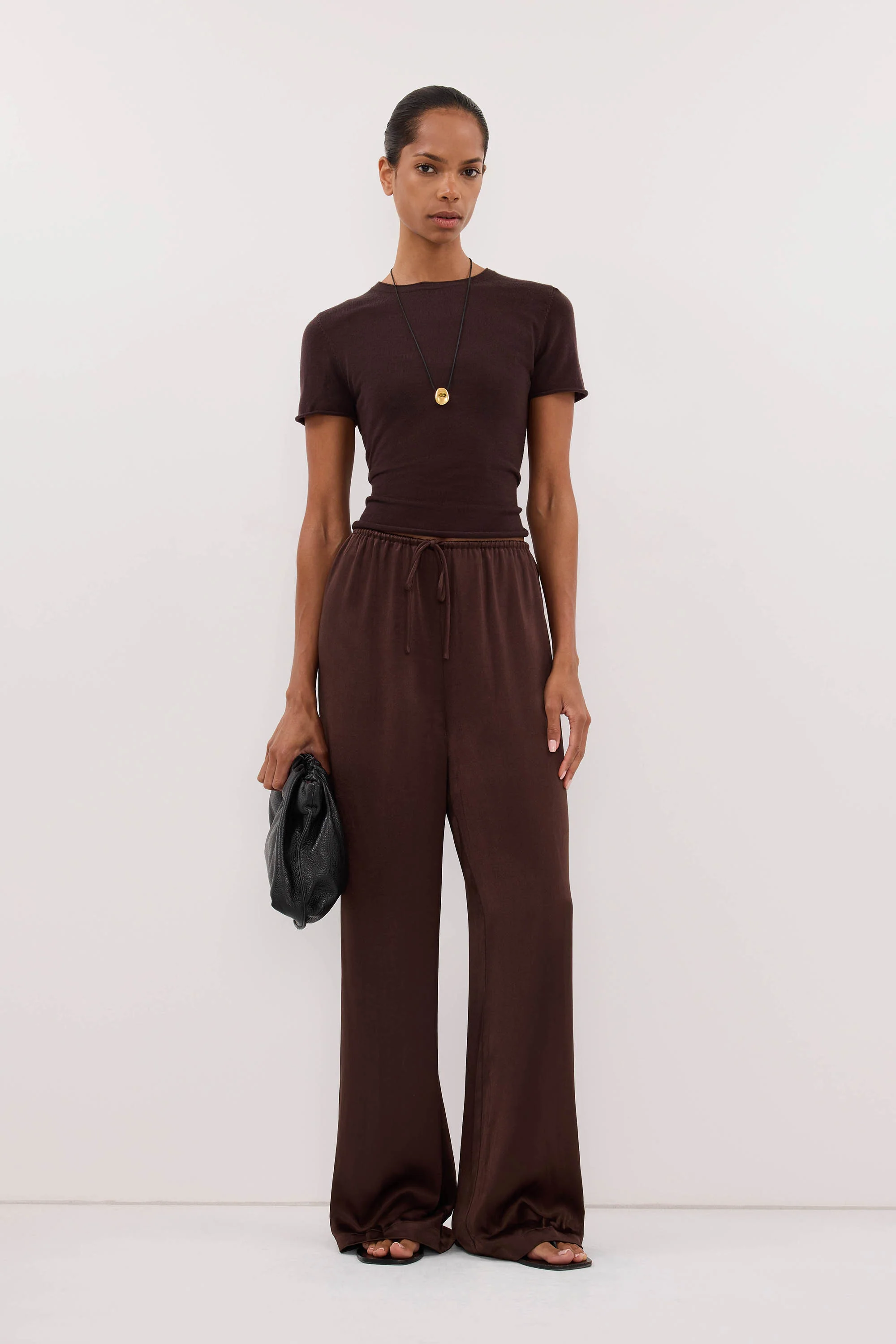 MYA BITTER CHOC SATIN PANT