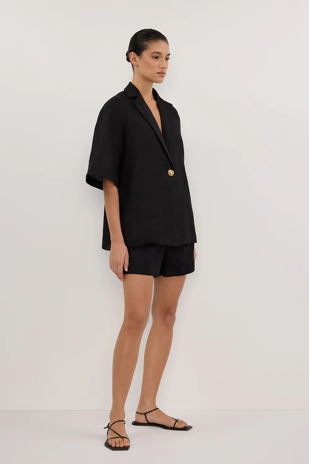 NALA BLACK LINEN RESORT SHIRT - Image 3