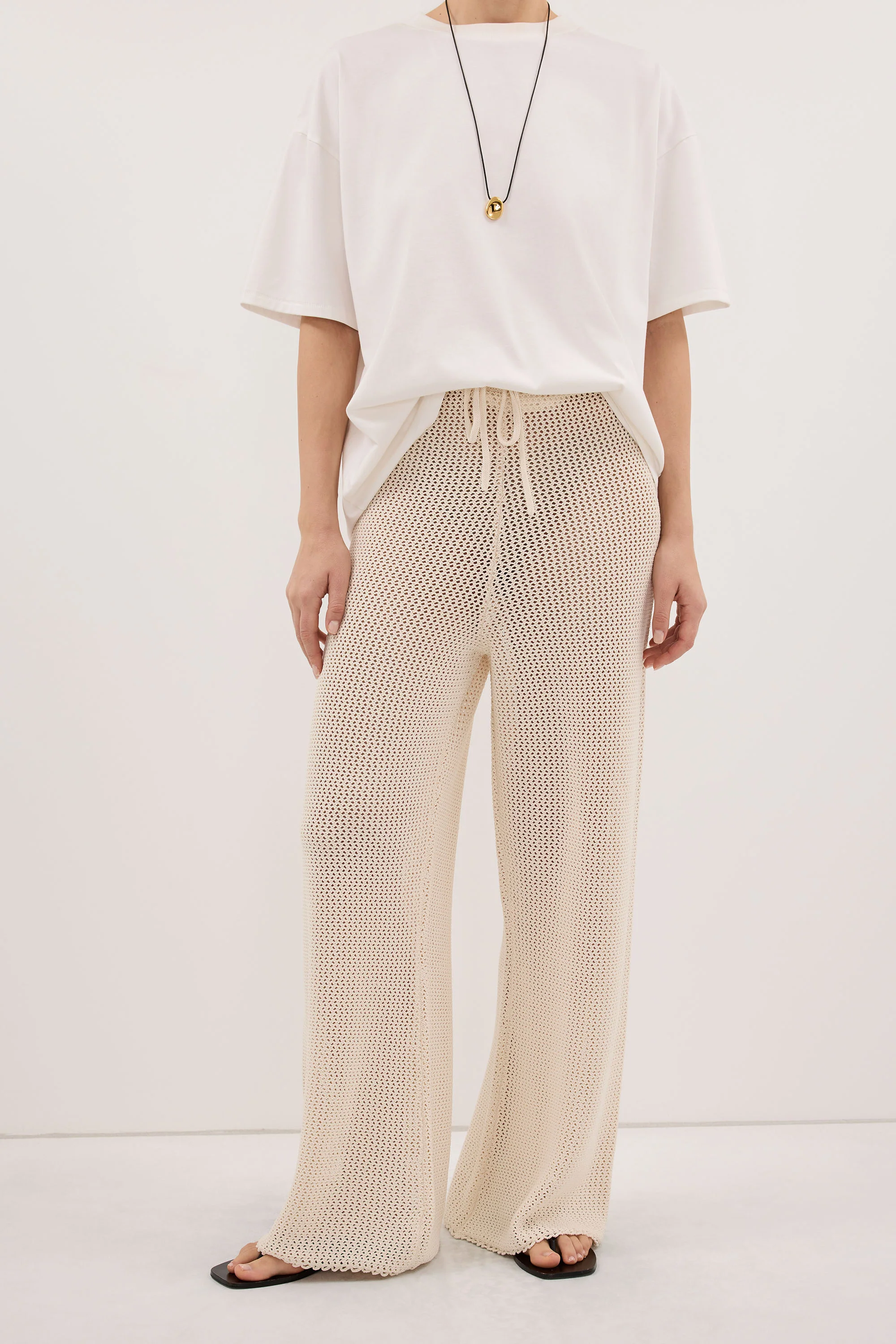 NALIA NATURAL OPEN KNIT WIDE PANT - Image 2
