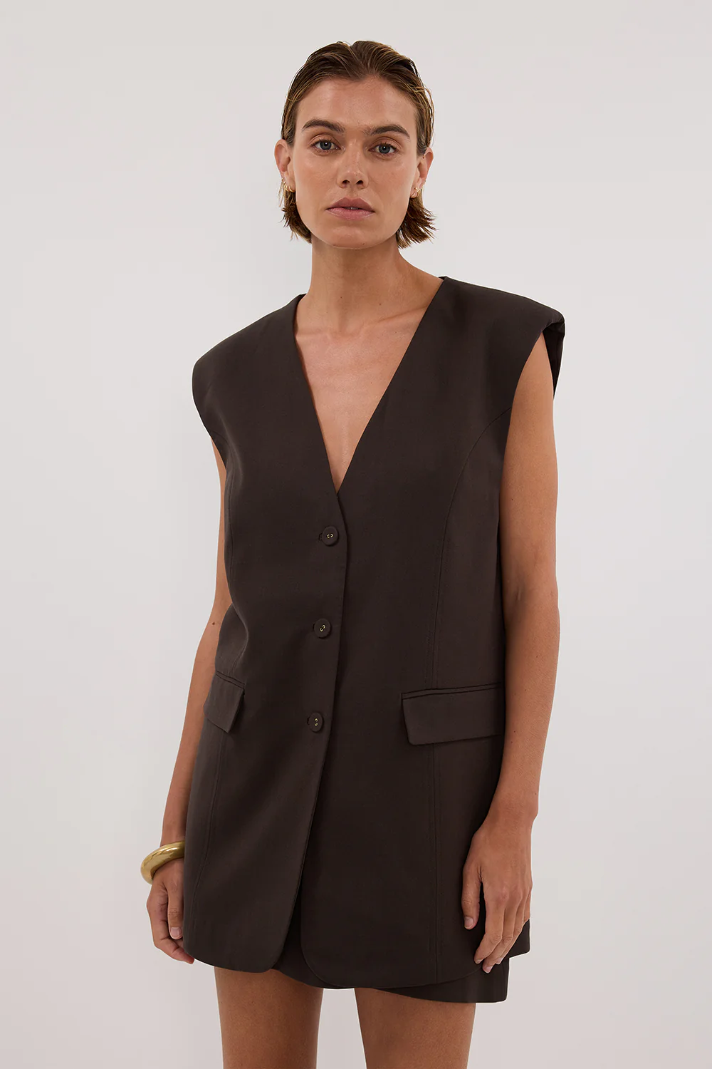 OLIVER BITTER CHOC OVERSIZED VEST - Image 3