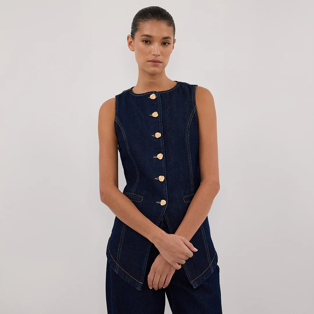 OLLY INDIGO DENIM VEST - Image 7