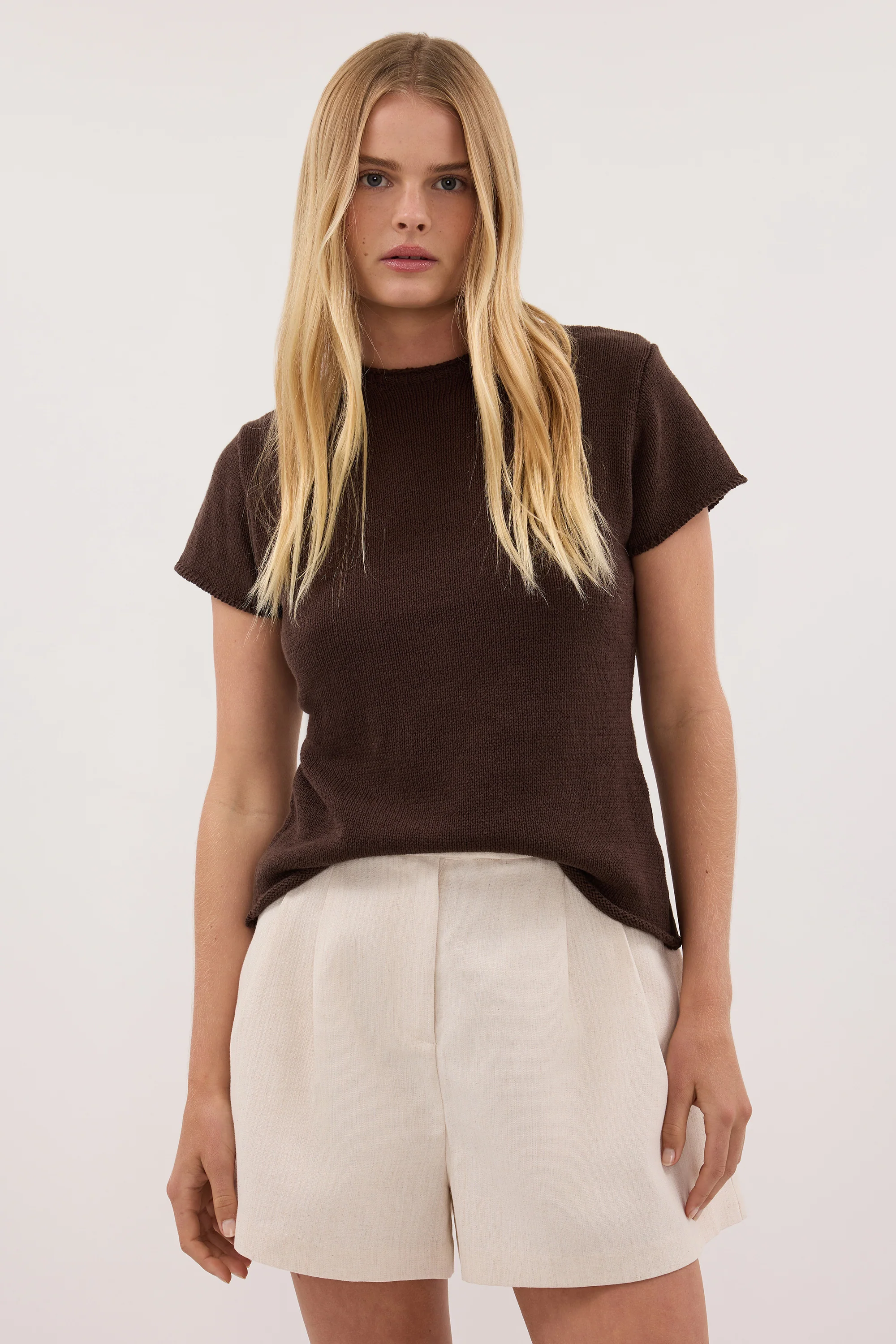 ORIA BURNT CHOC COTTON BABY TEE - Image 2